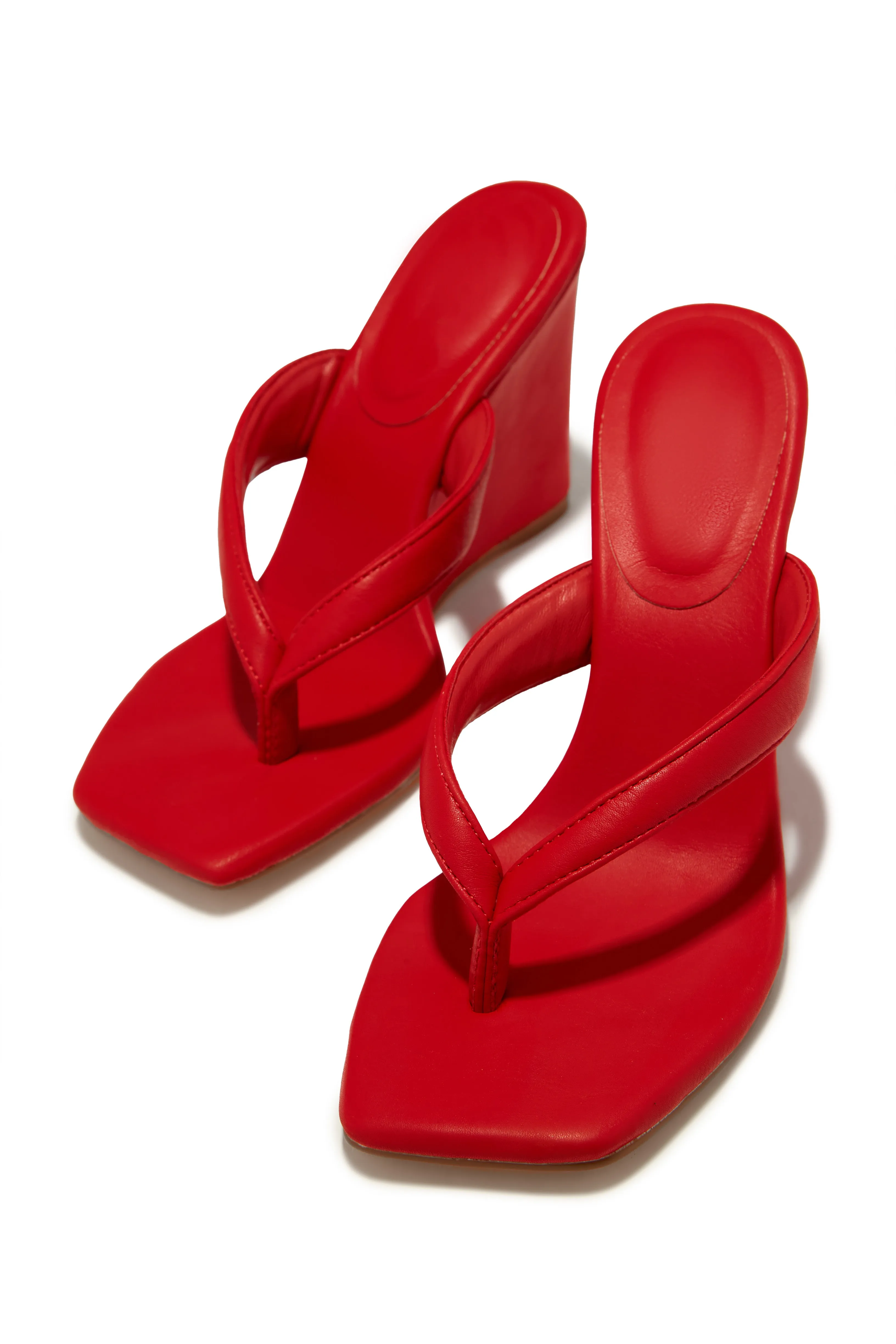 Alena Wedge Heel Mules - Red