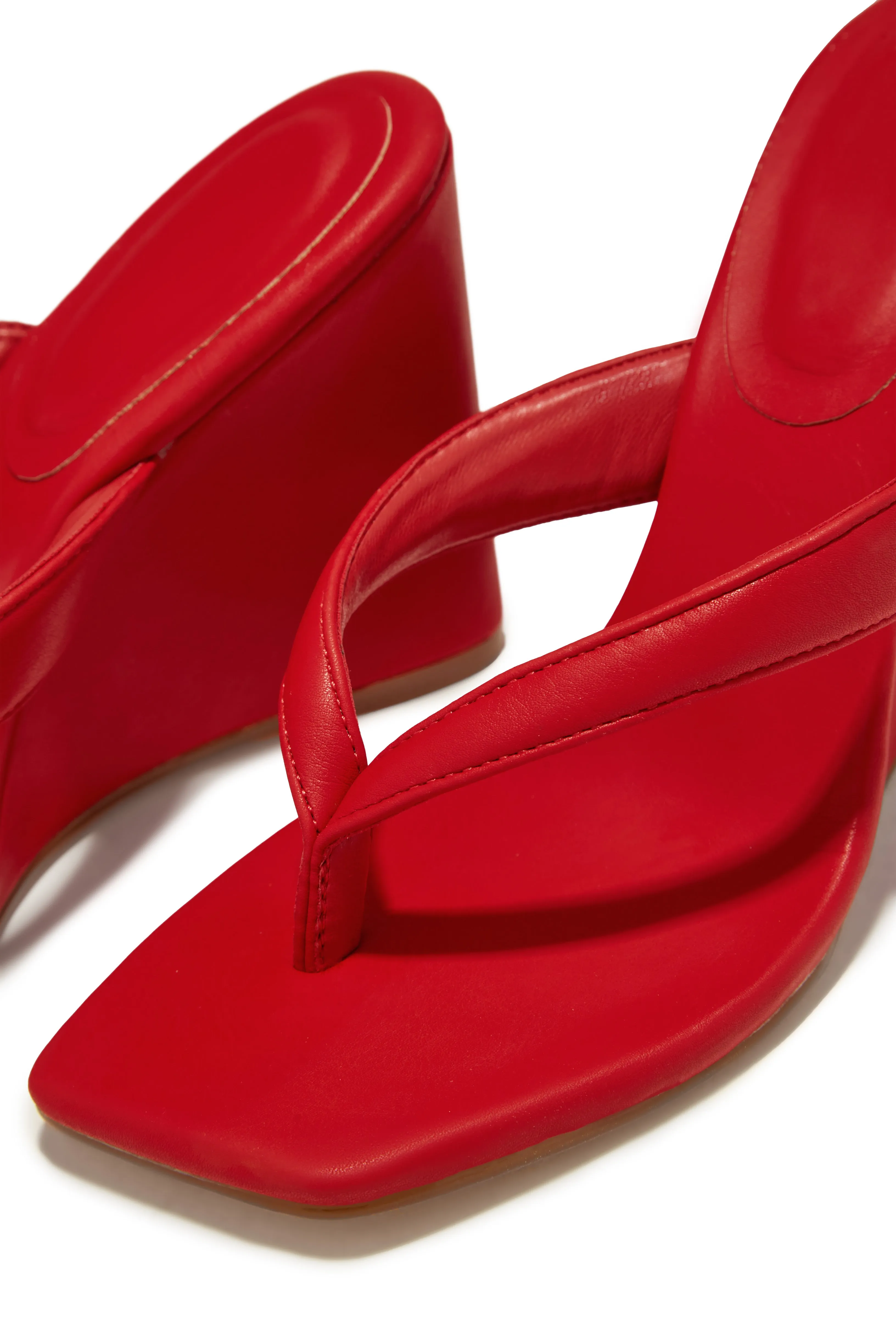 Alena Wedge Heel Mules - Red