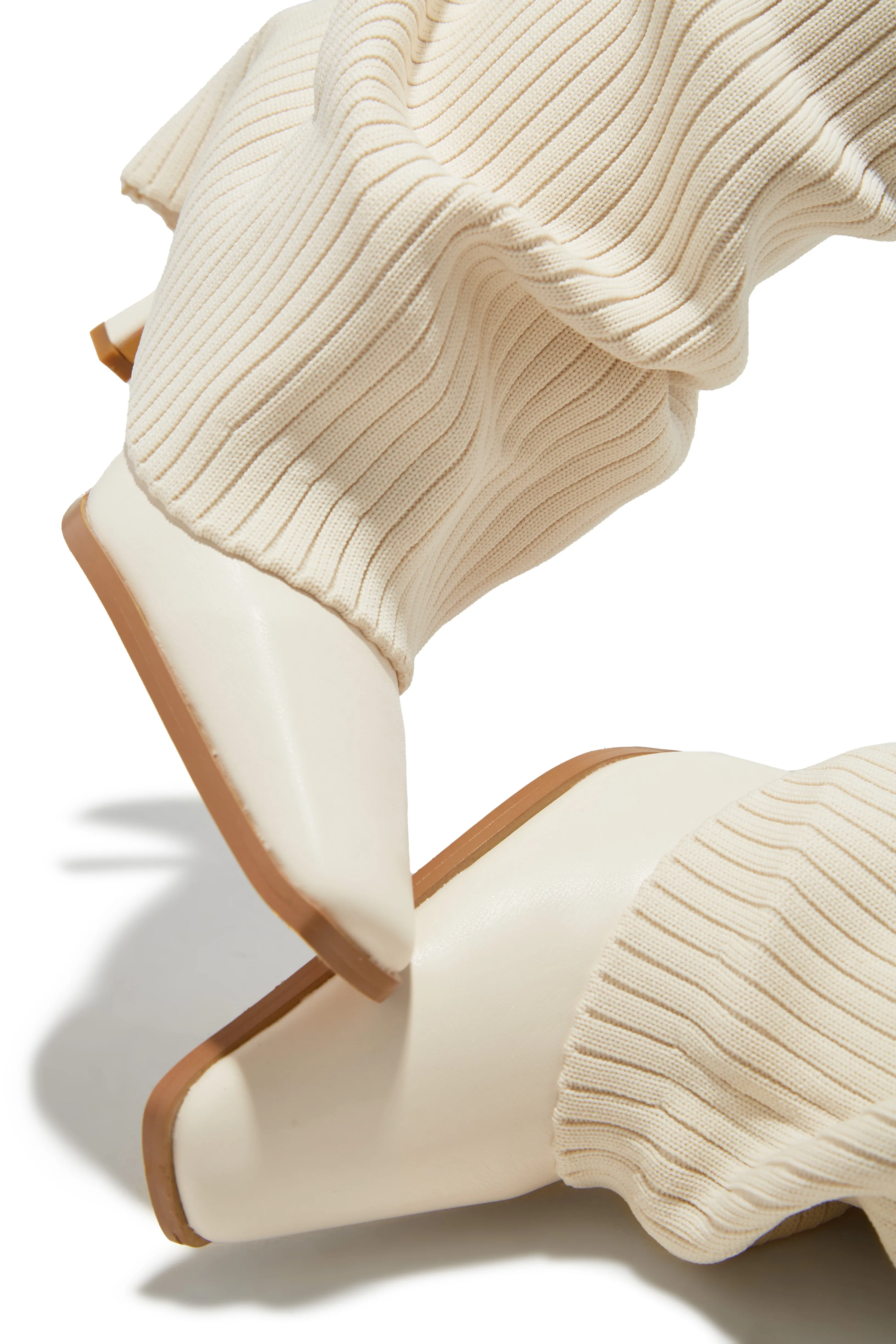 Annalee Below The Knee Slouch Boots - Cream