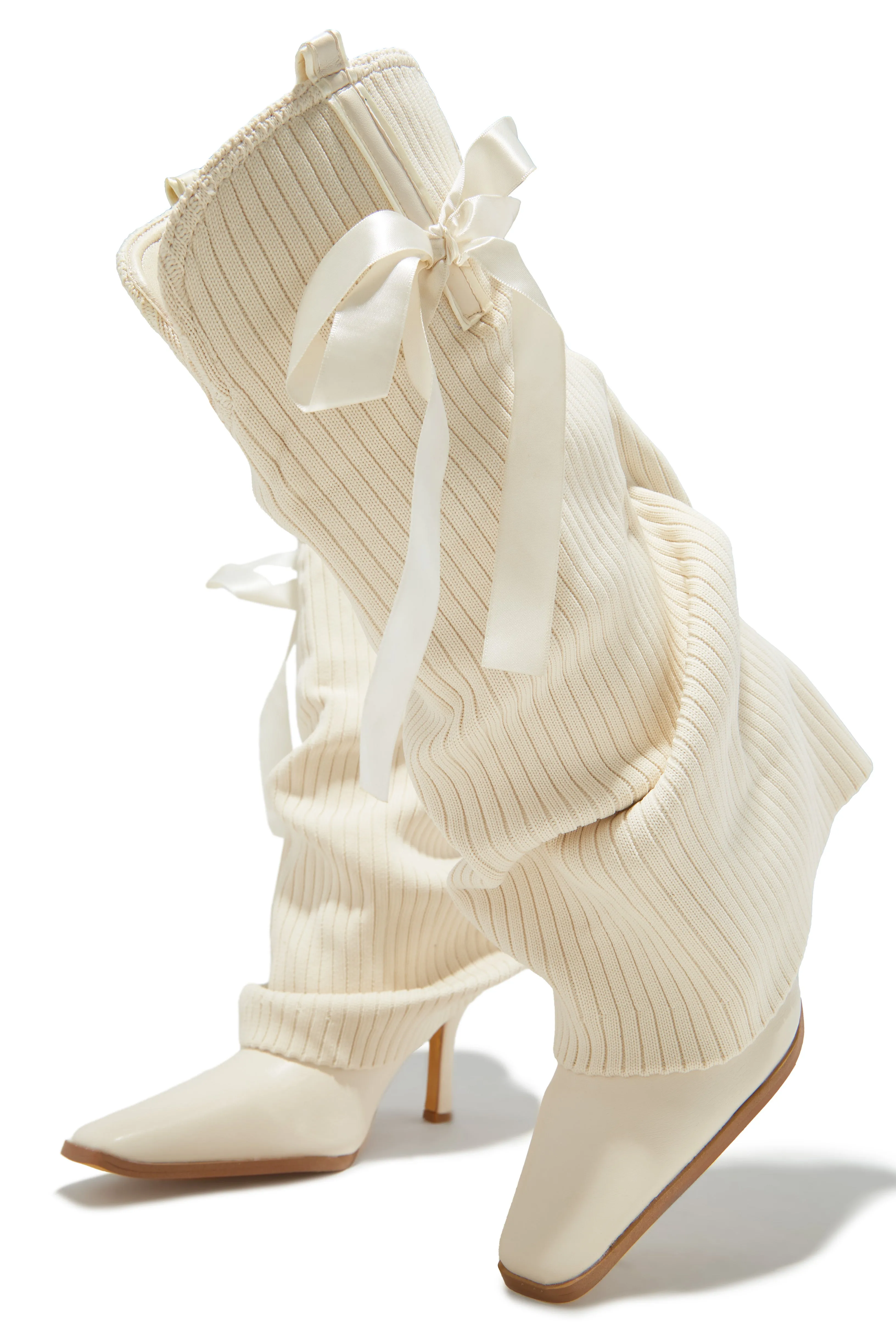 Annalee Below The Knee Slouch Boots - Cream