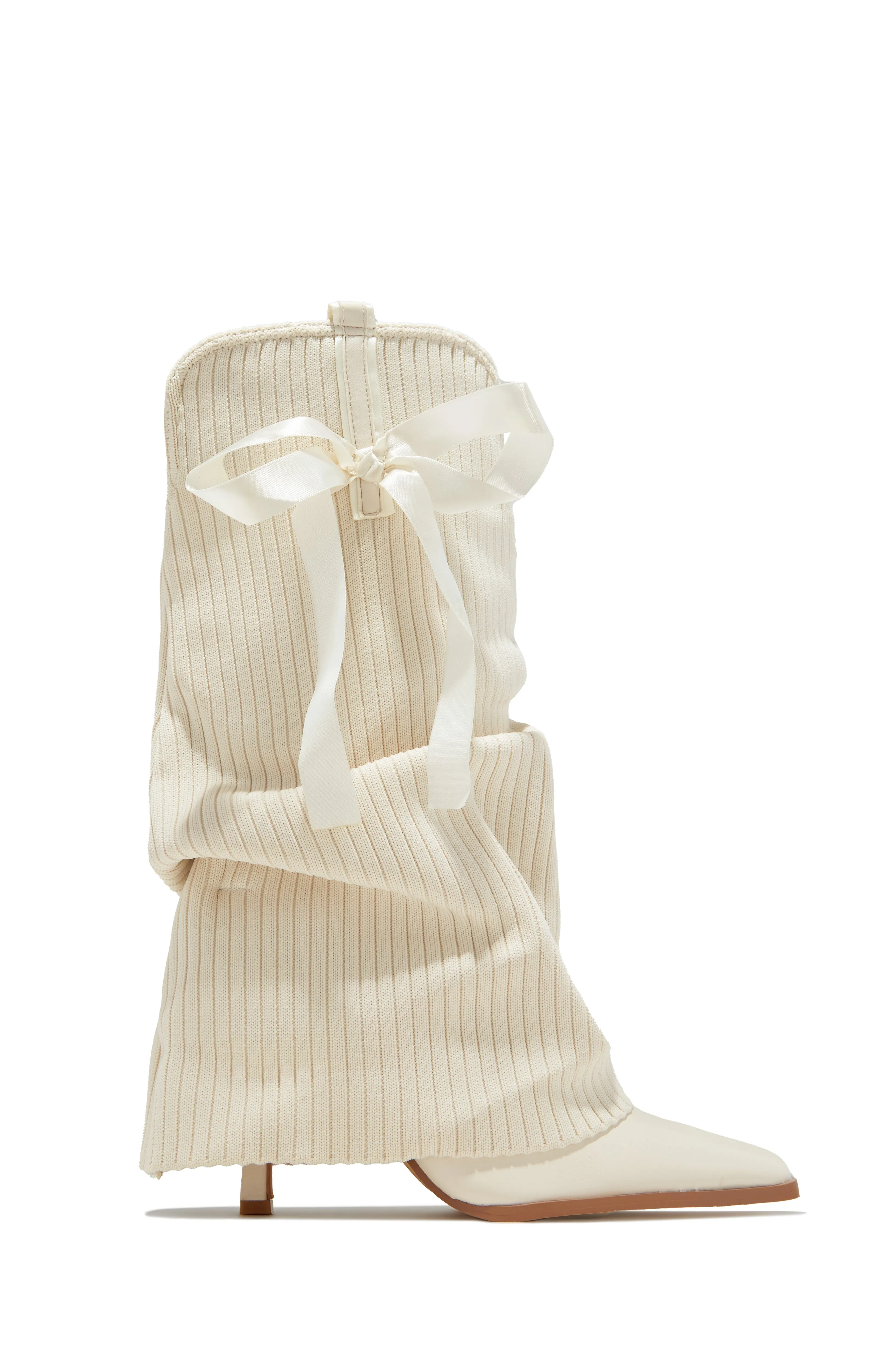 Annalee Below The Knee Slouch Boots - Cream