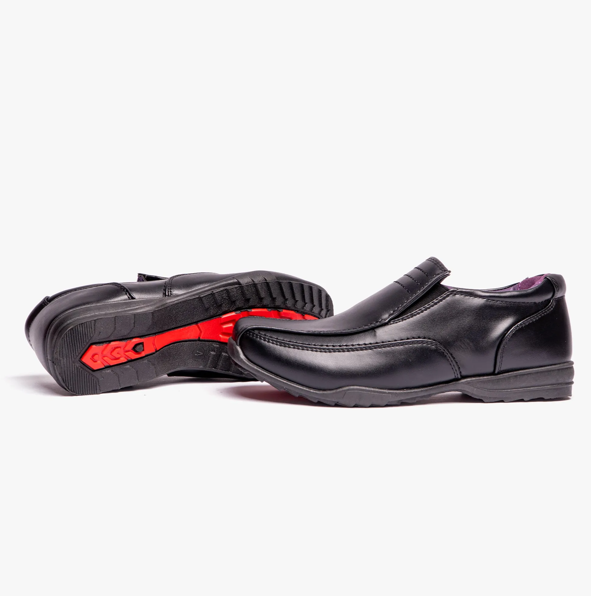 B612A Boys Slip On School Shoes Black