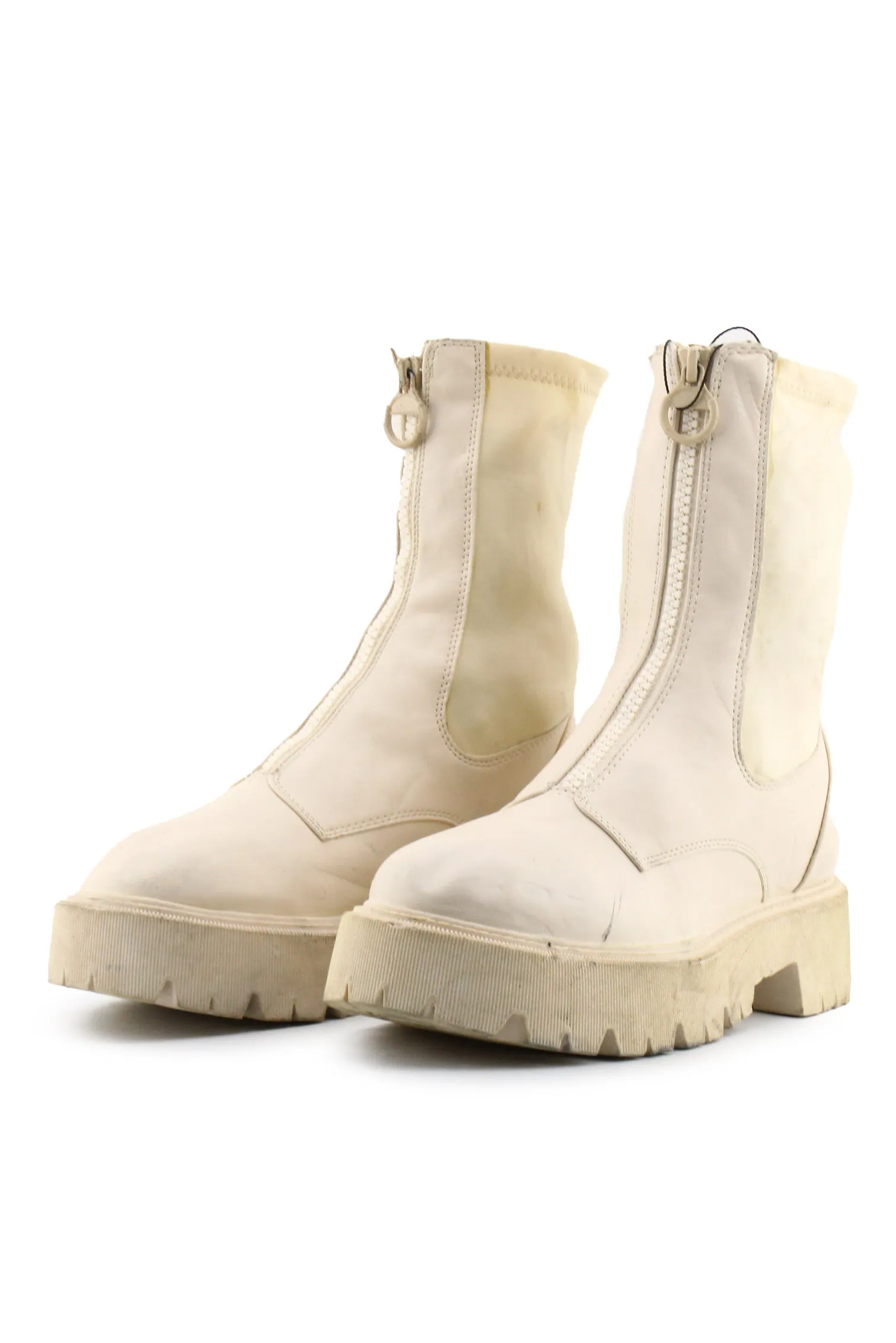 Bershka Zipper Combat Ankle Boots | 100% Authentic Leather