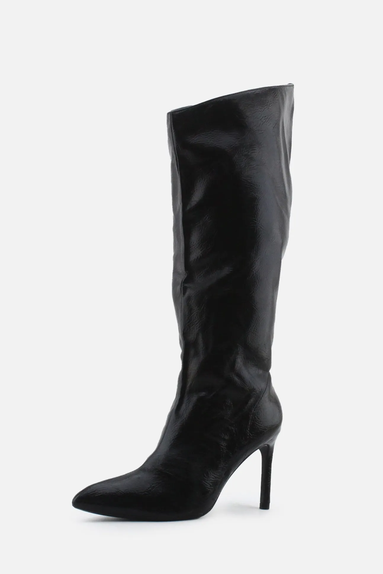Bershka Zipper Stilettos Heels Knee High Boots | 100% Synthetic Leather