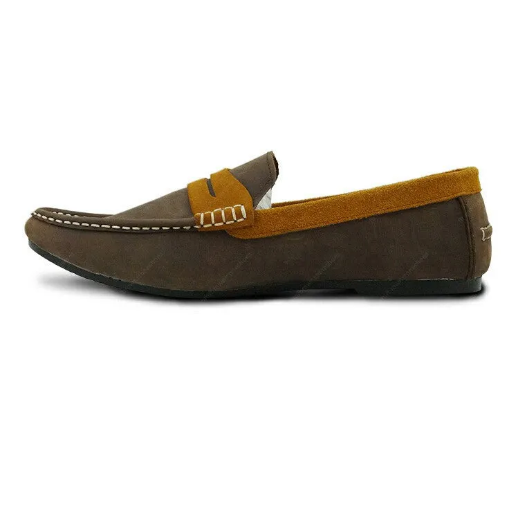 Bicolor Leather Loafer Nubuck and Tan