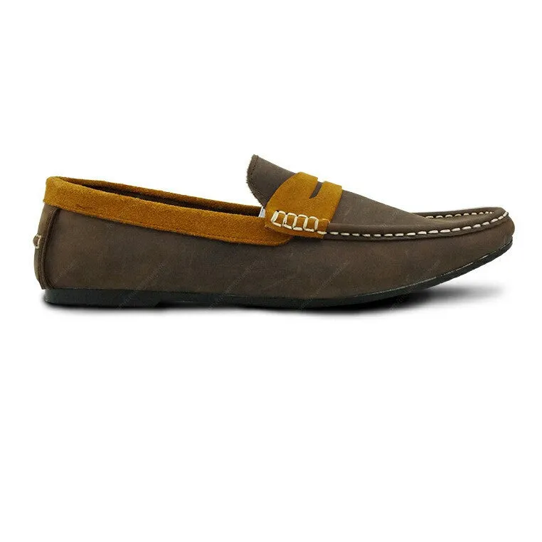 Bicolor Leather Loafer Nubuck and Tan