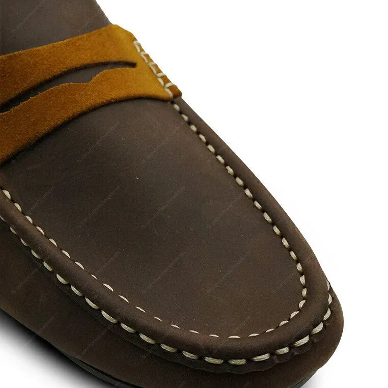 Bicolor Leather Loafer Nubuck and Tan
