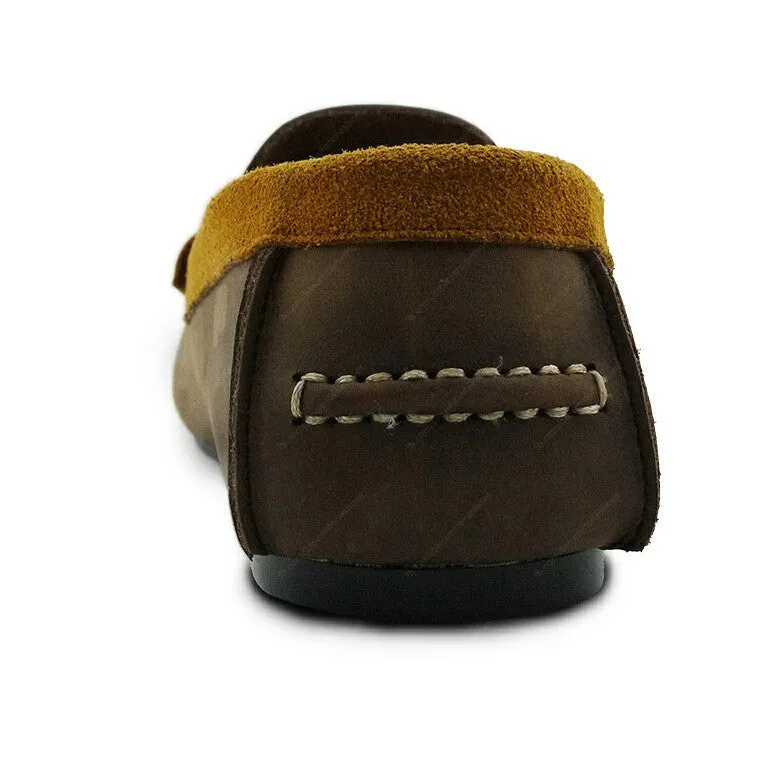Bicolor Leather Loafer Nubuck and Tan