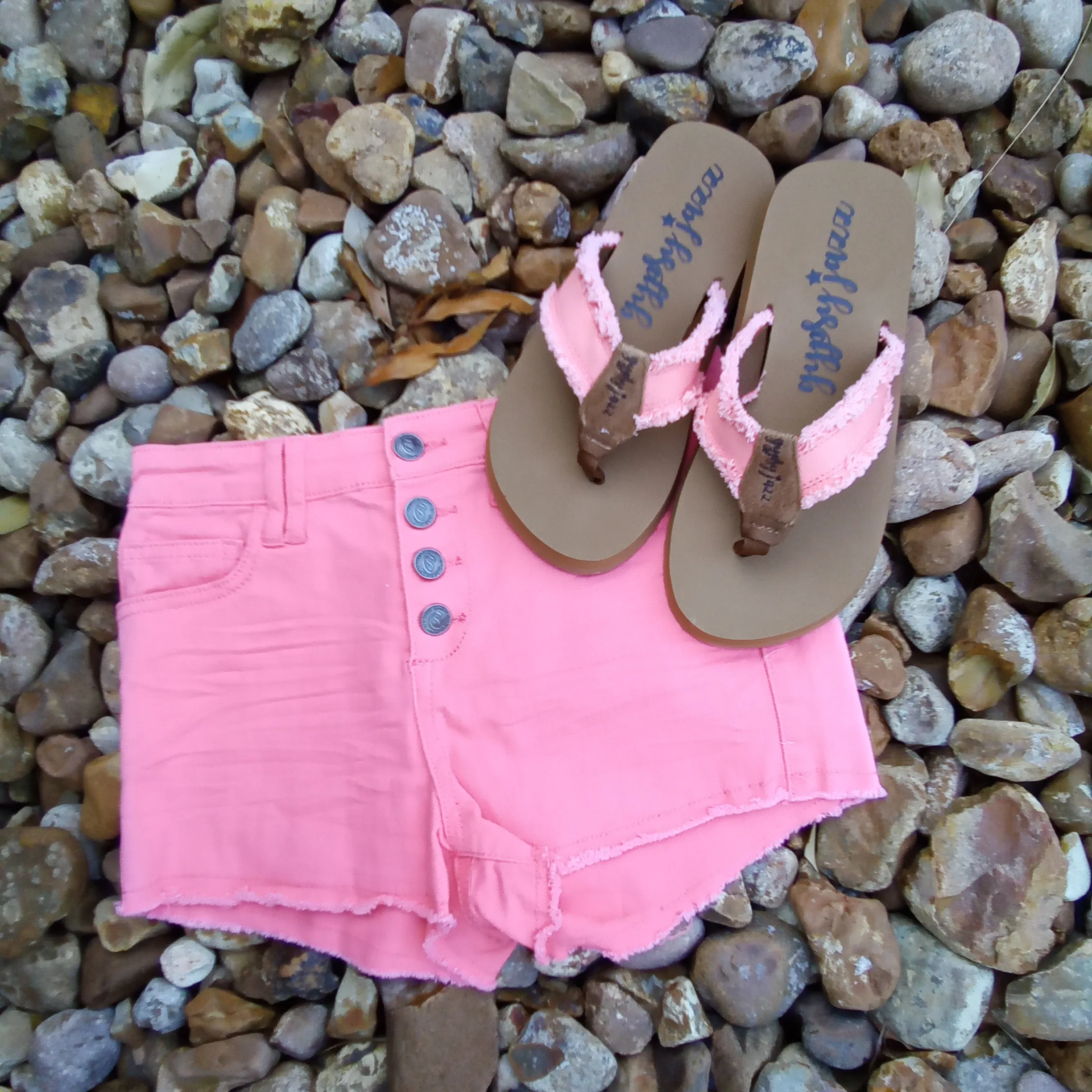 Bright Coral Frayed Flip Flops | Gypsy Jazz Encore