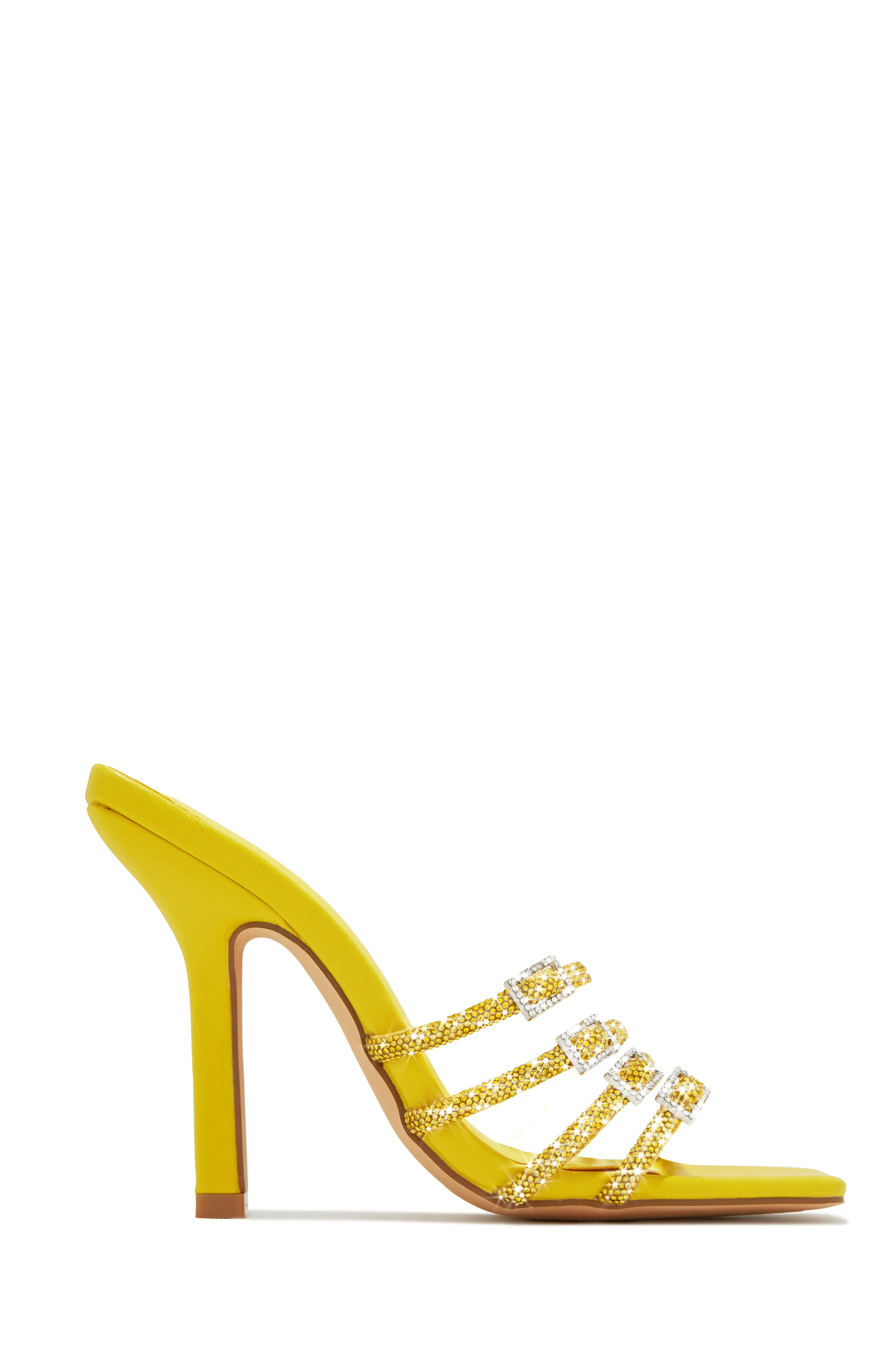 Champagne Taste Embellished High Heel Mules - White