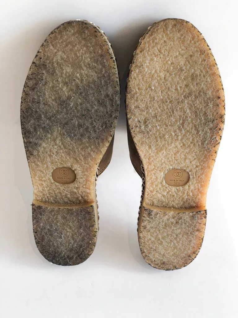 Chanel Shearling Suede Mules