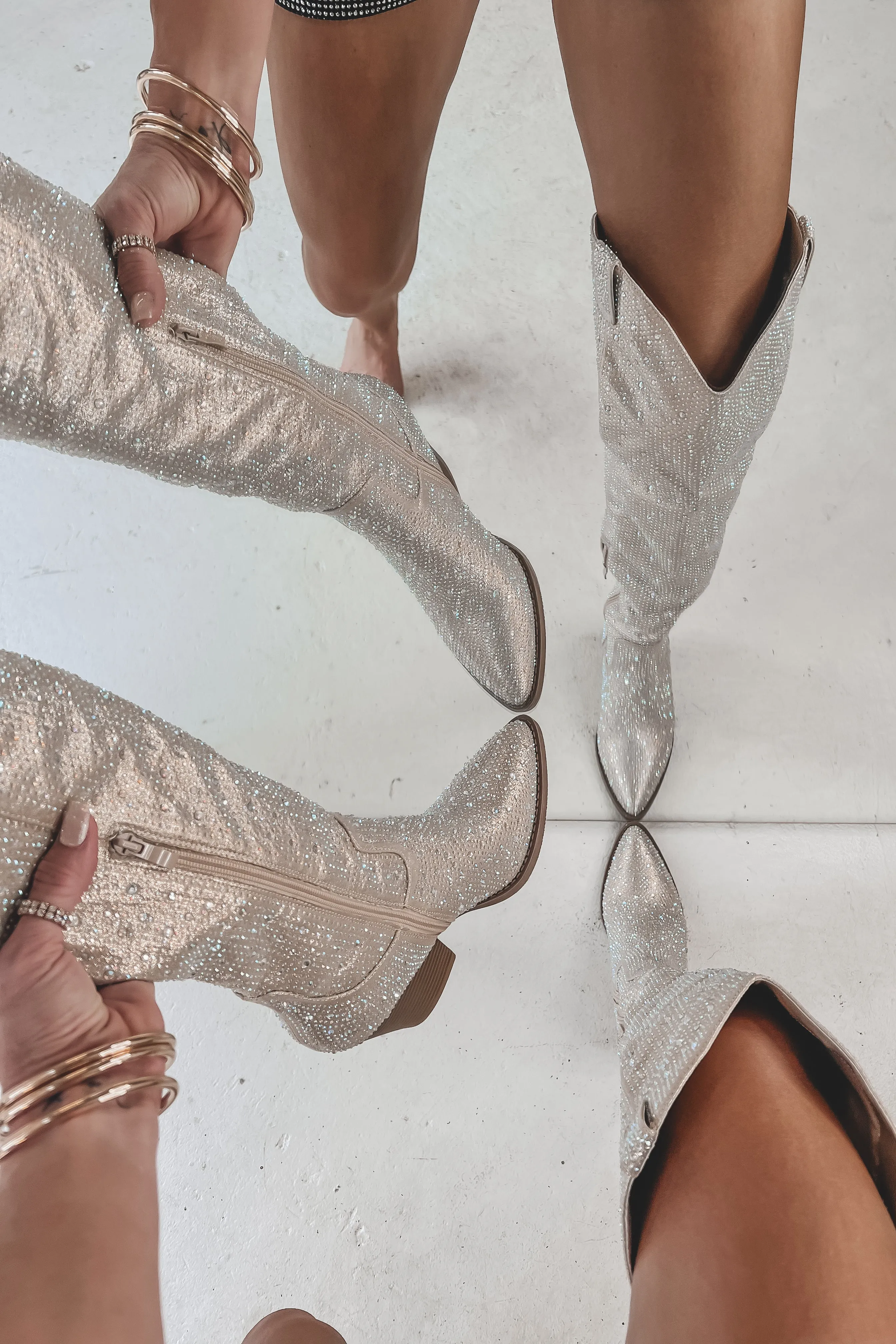 DEAL Sparkles Shine Through Over The Knee Rhinestone Boots