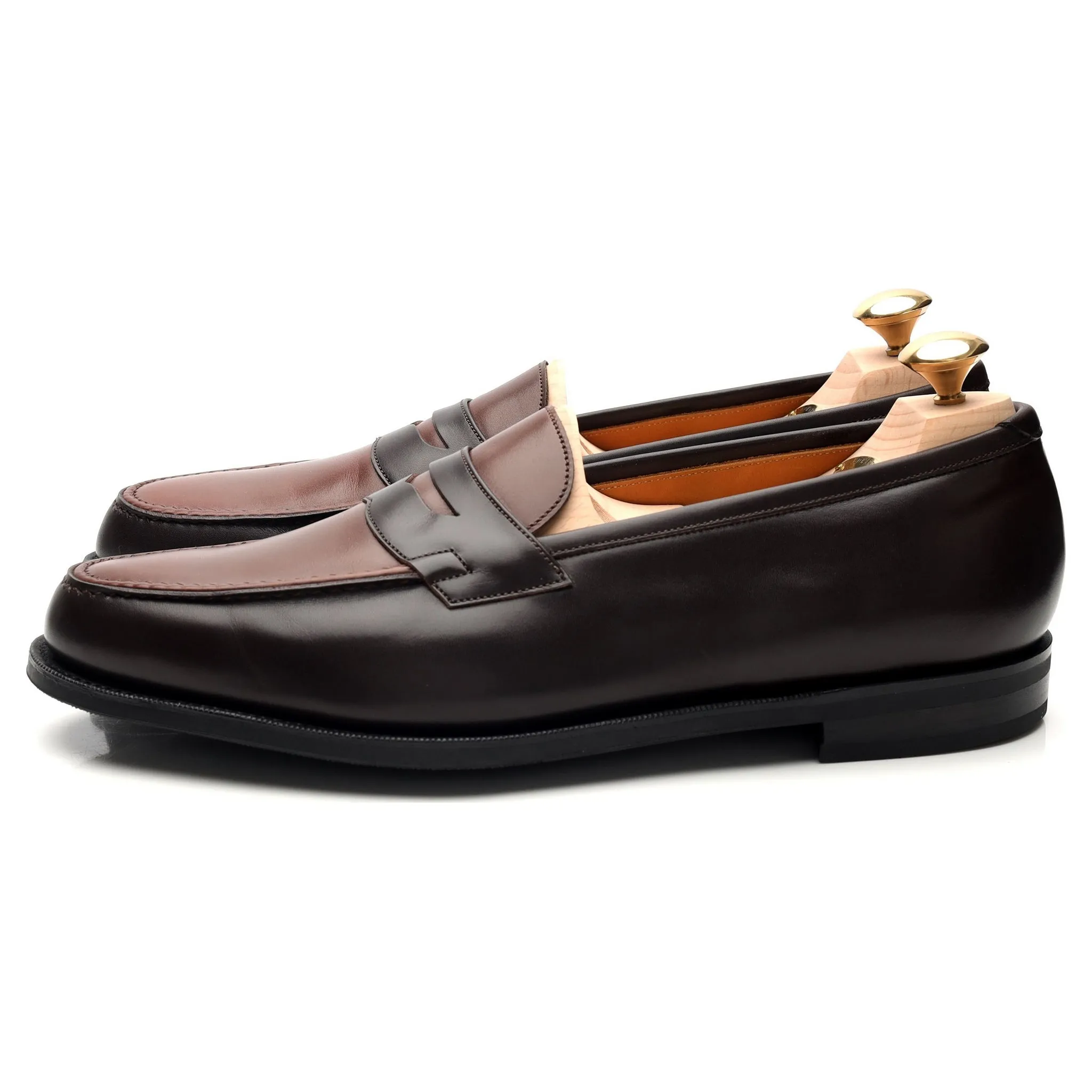 'Duke' Two Tone Brown Leather Loafers UK 8.5 E
