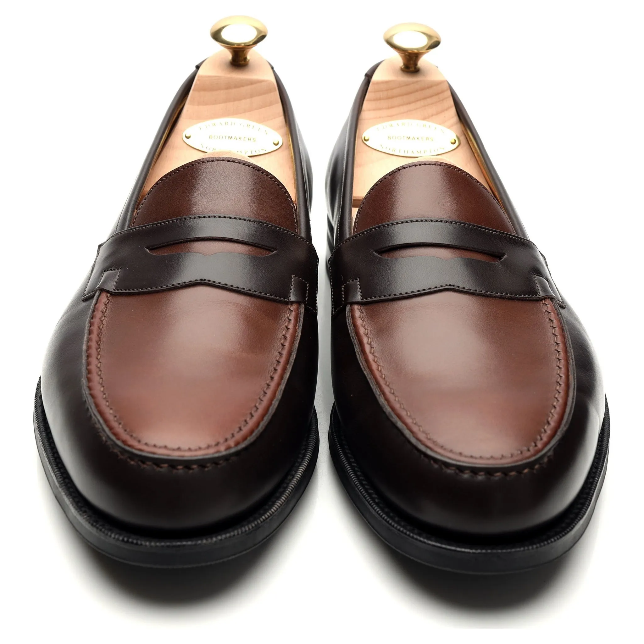 'Duke' Two Tone Brown Leather Loafers UK 8.5 E