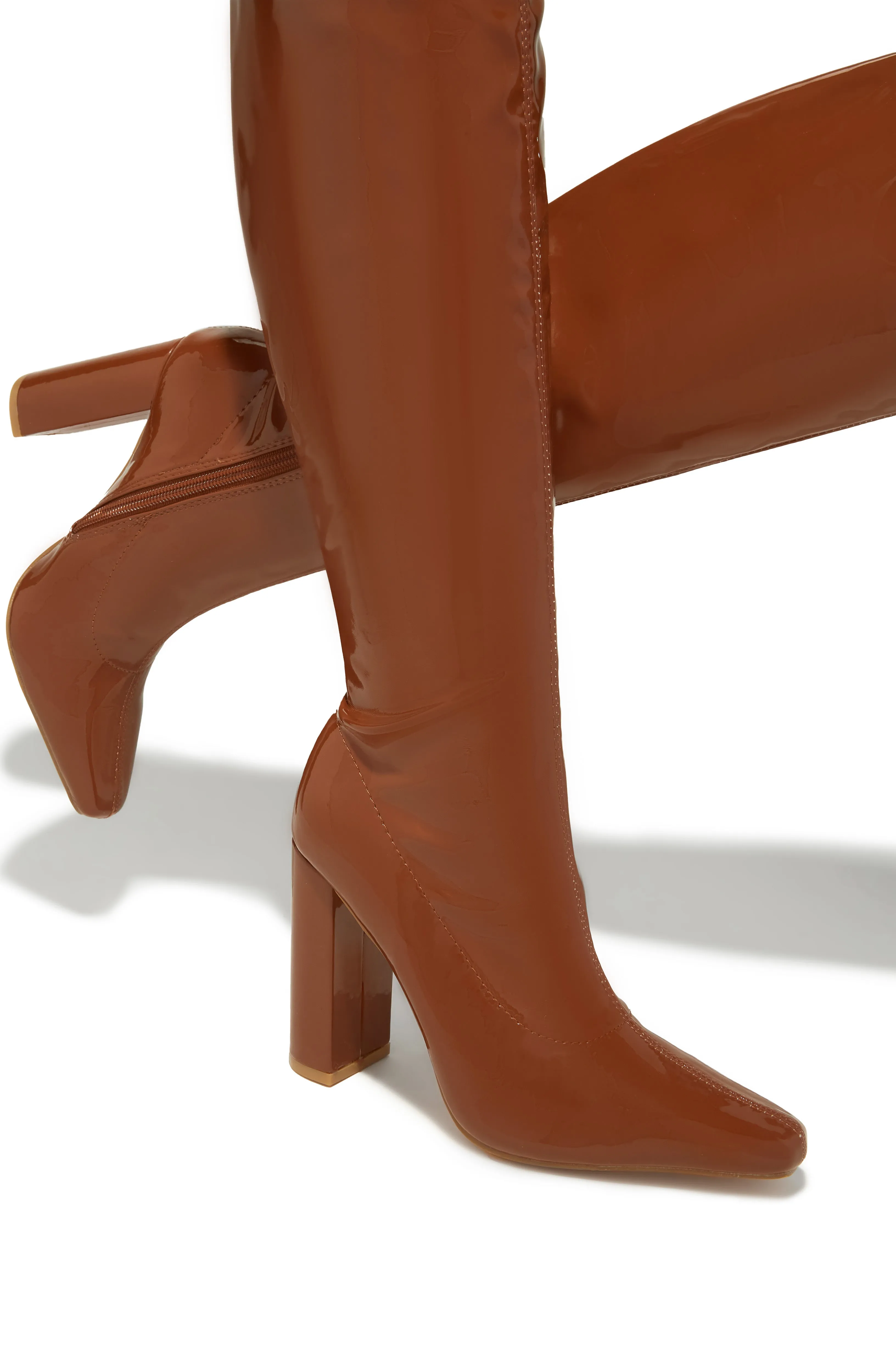 Ericka Block Heel Over The Knee Boots - Tan
