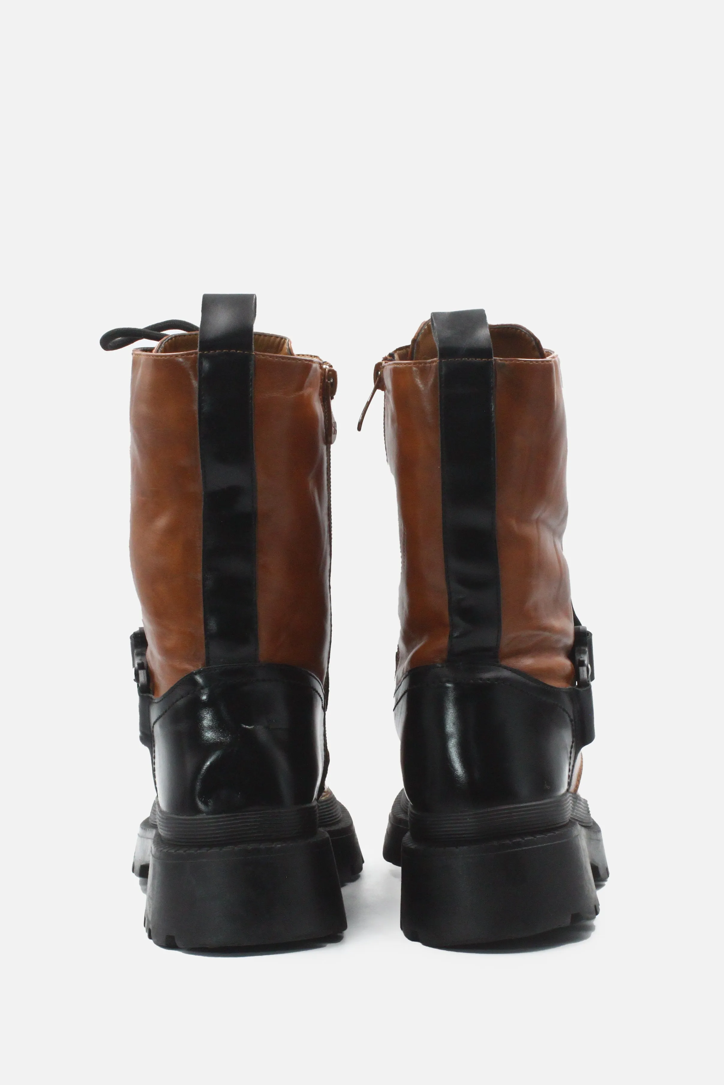 European Brand Zipper Laces Buckle Straps Combat Ankle Boots | 100% Authentic Leather