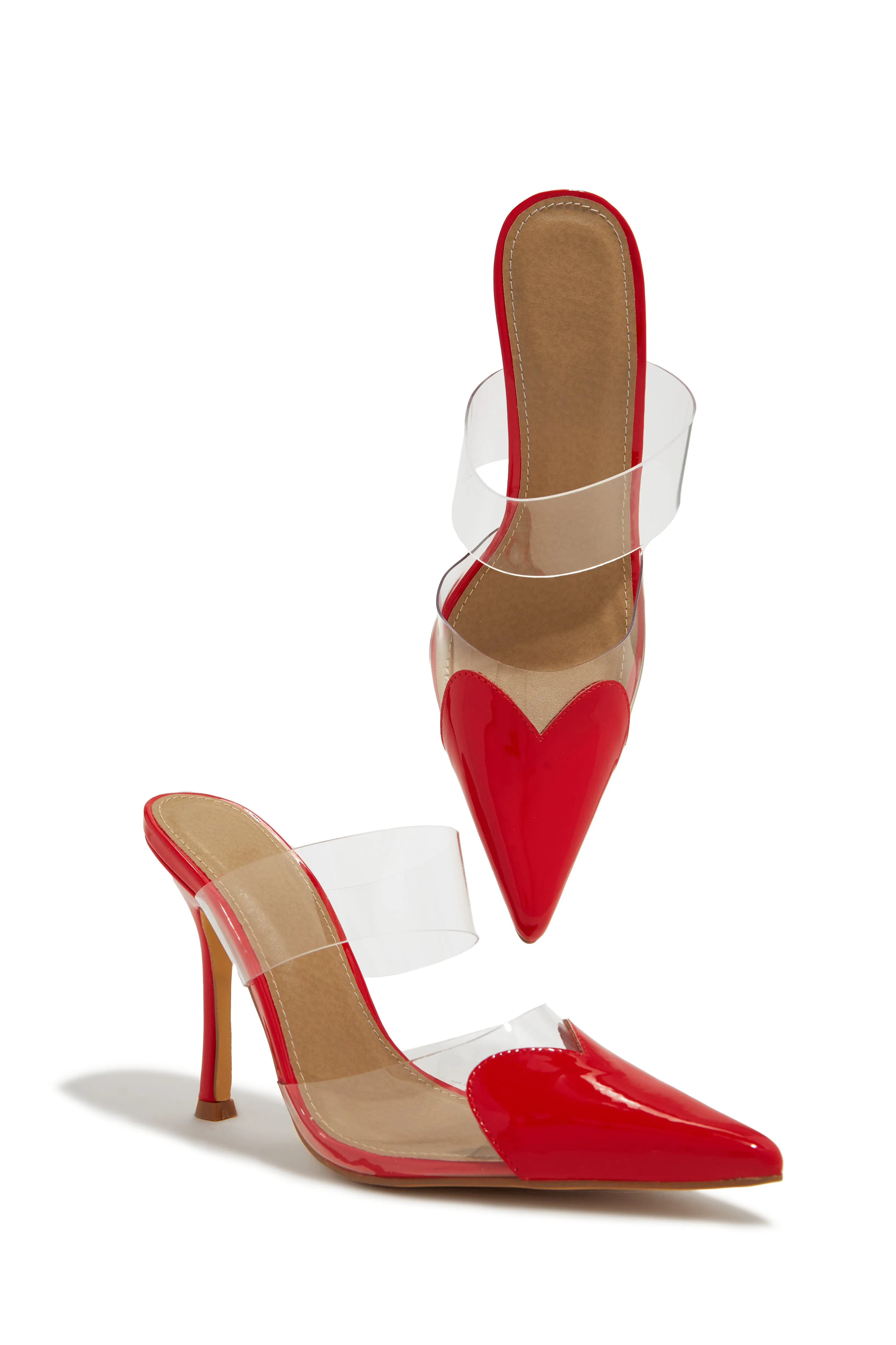 Forever Love Pointed Toe High Heel Mules - Red