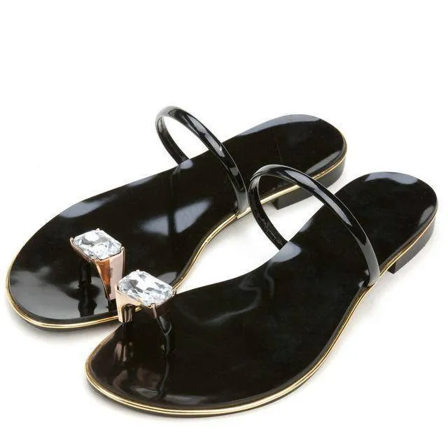 Genuine cow leather Diamond flip flops