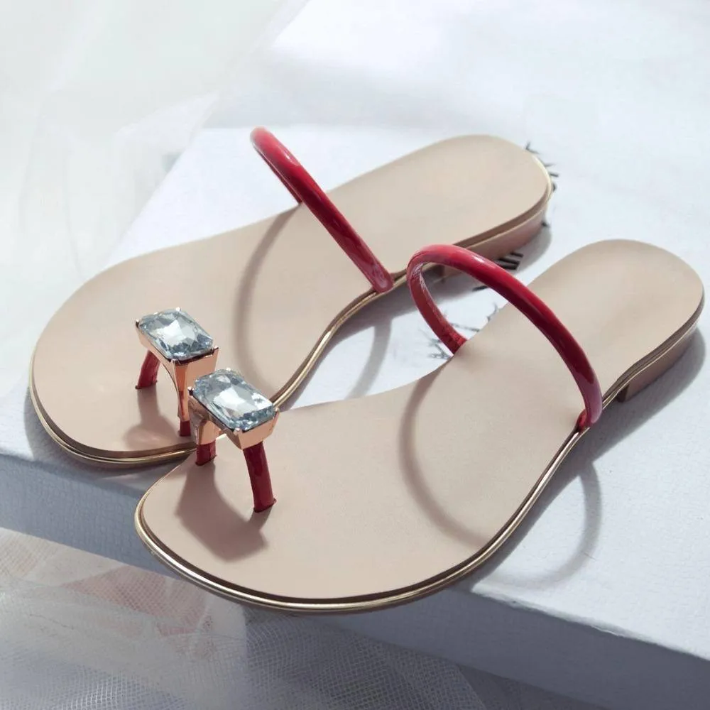 Genuine cow leather Diamond flip flops