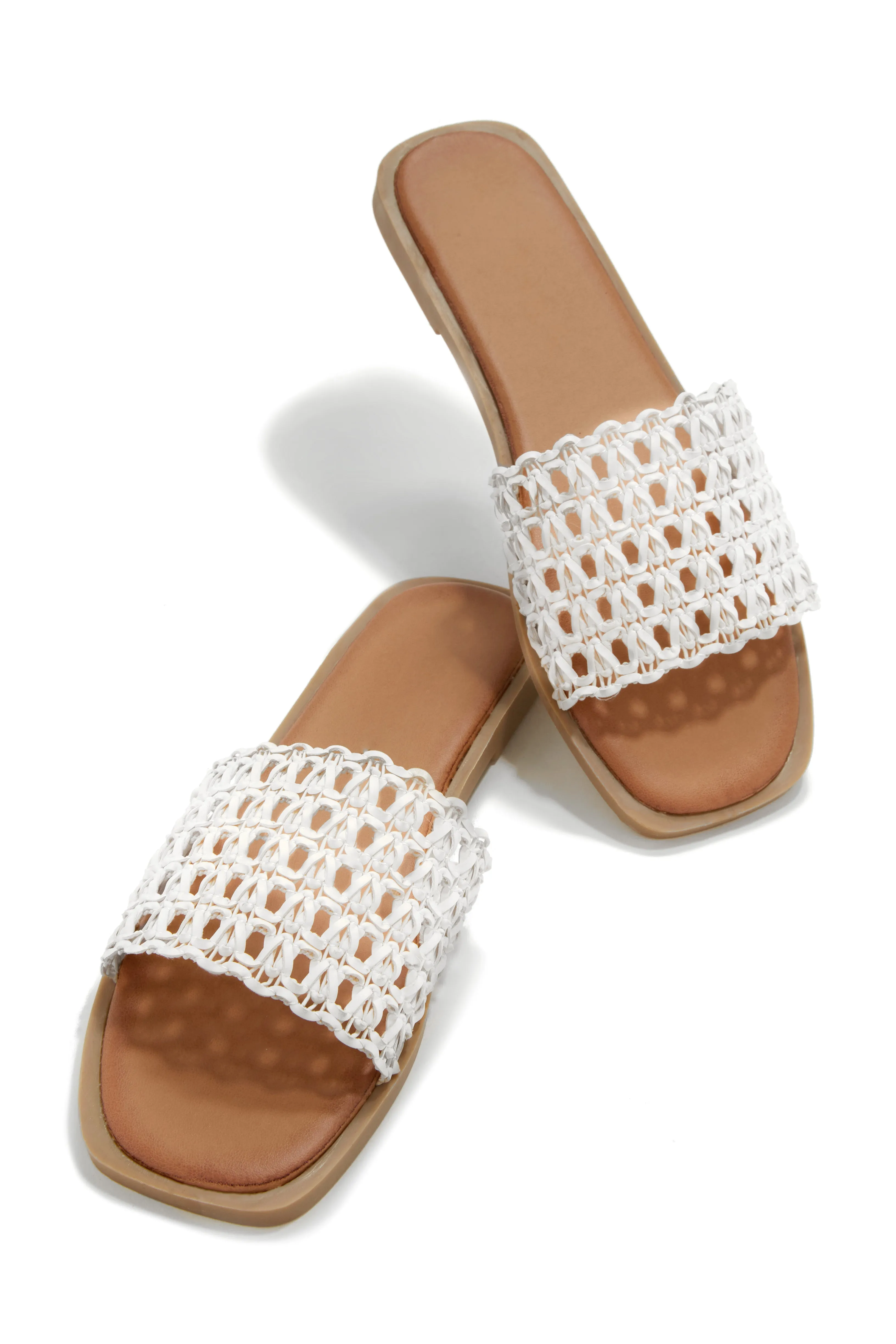 Getaway Oasis Woven Strap Flat Slip On Sandals - Black