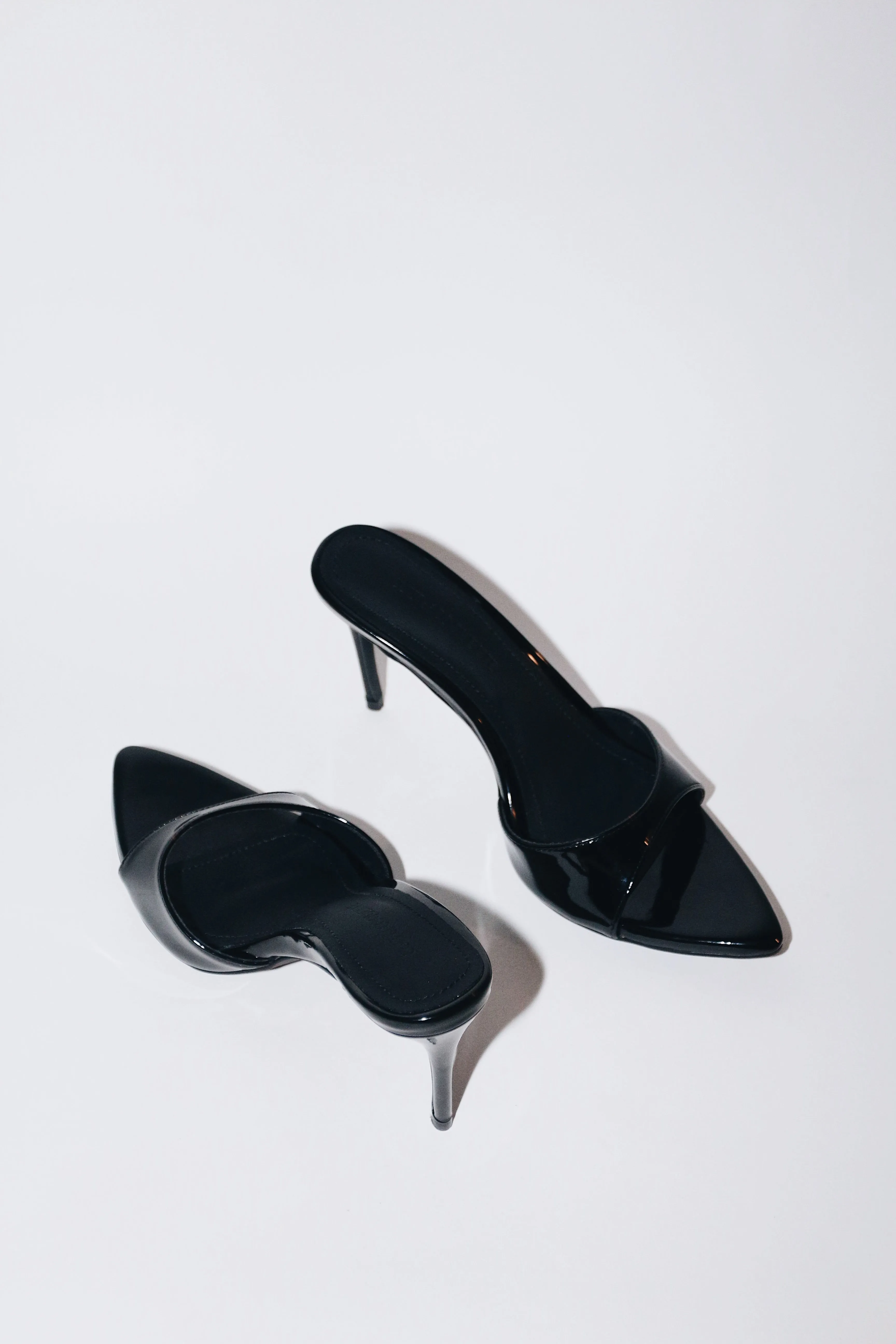 Gia Black Patent Leather Vegan Mules 80 mm