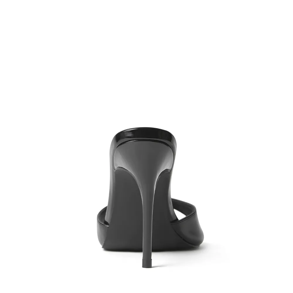 Gia Black Patent Leather Vegan Mules 80 mm