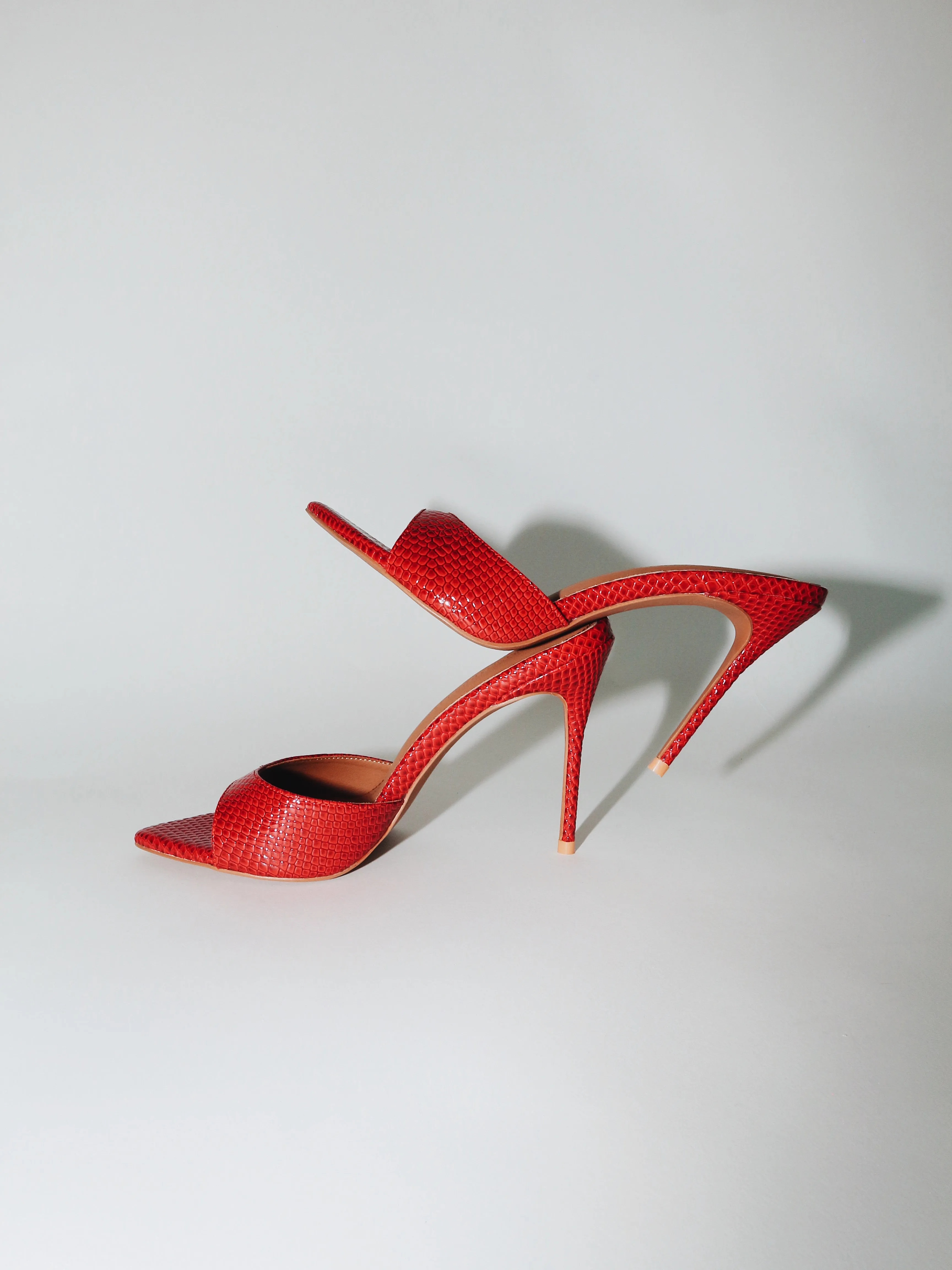 Gia Red Reptile Vegan Mules 100 mm