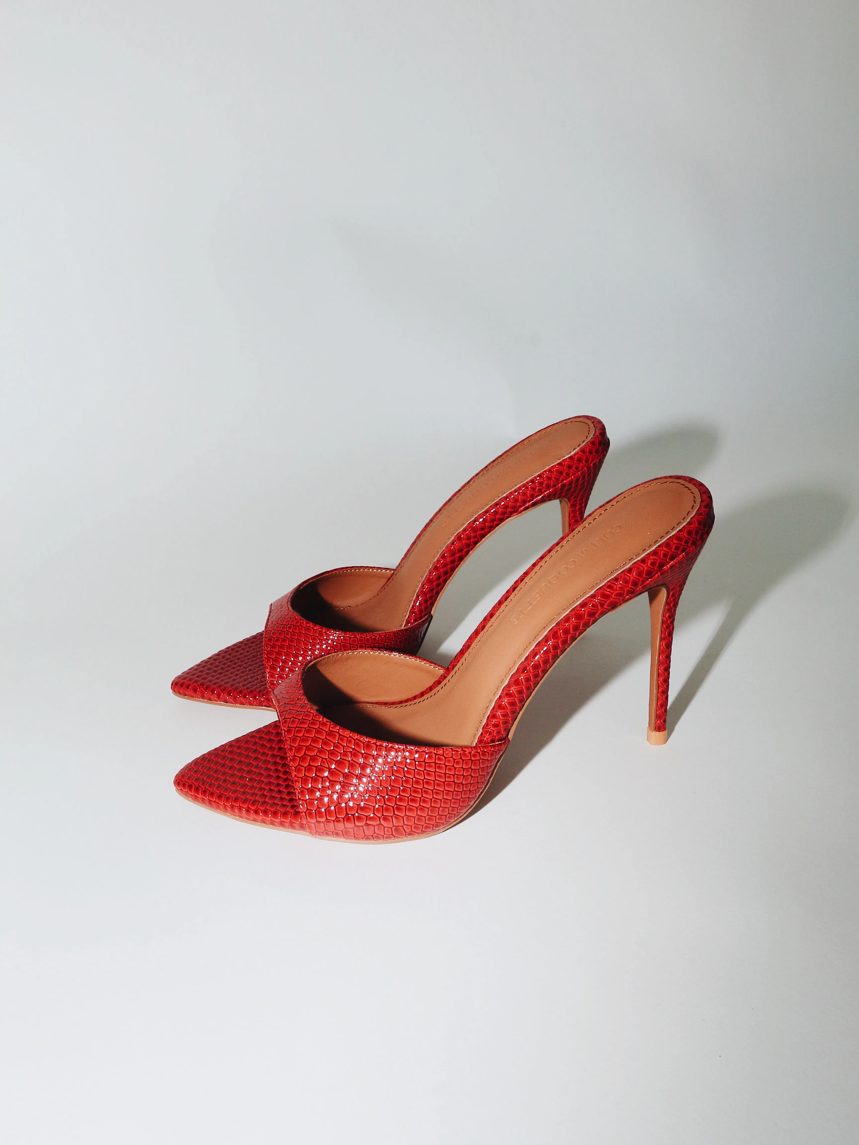 Gia Red Reptile Vegan Mules 100 mm