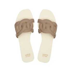 Grase Two Tone Flat Sandals Off-White