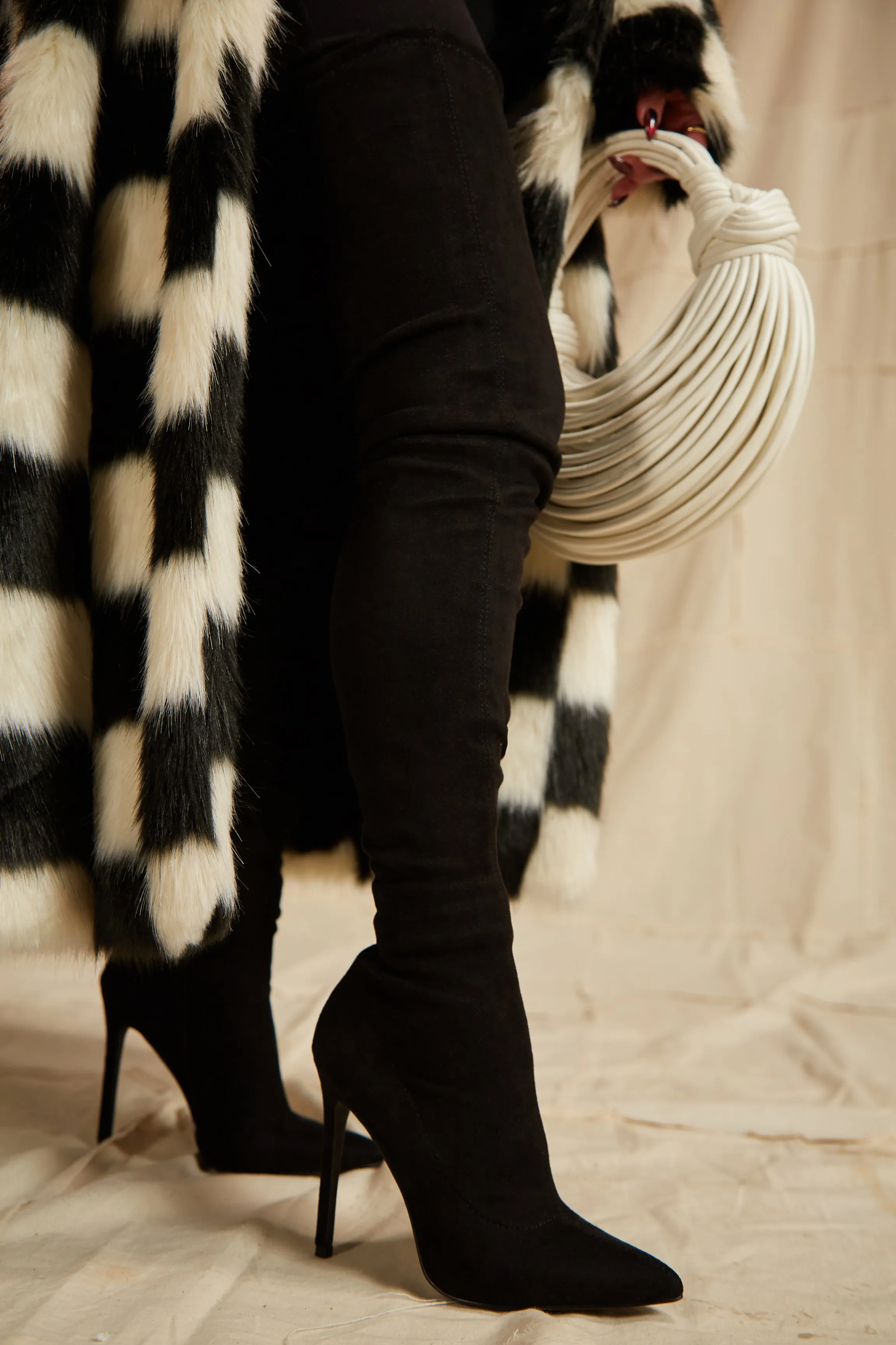 Groundbreaking Over The Knee High Heel Boots - Black