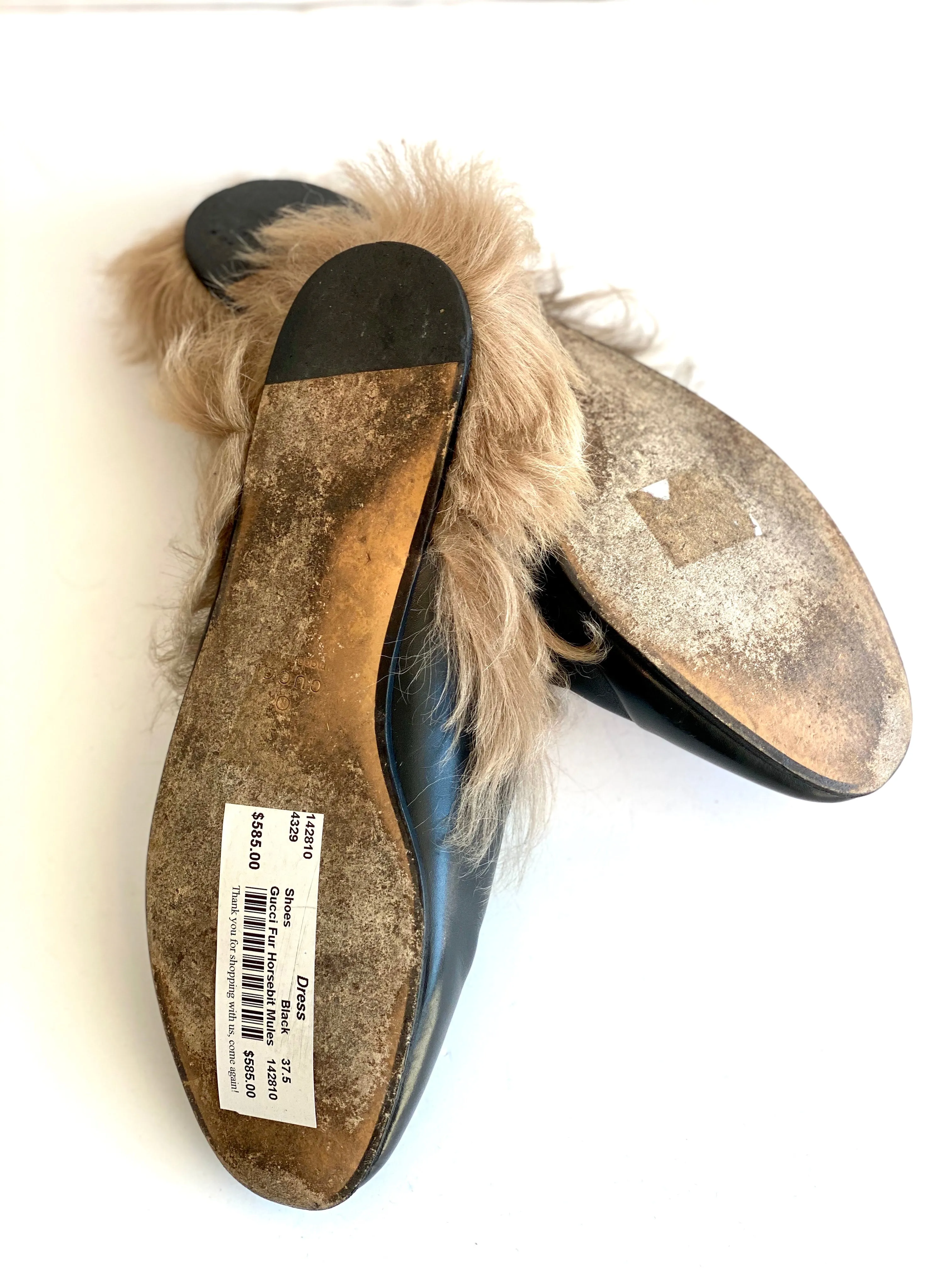 Gucci Fur Horsebit Mules