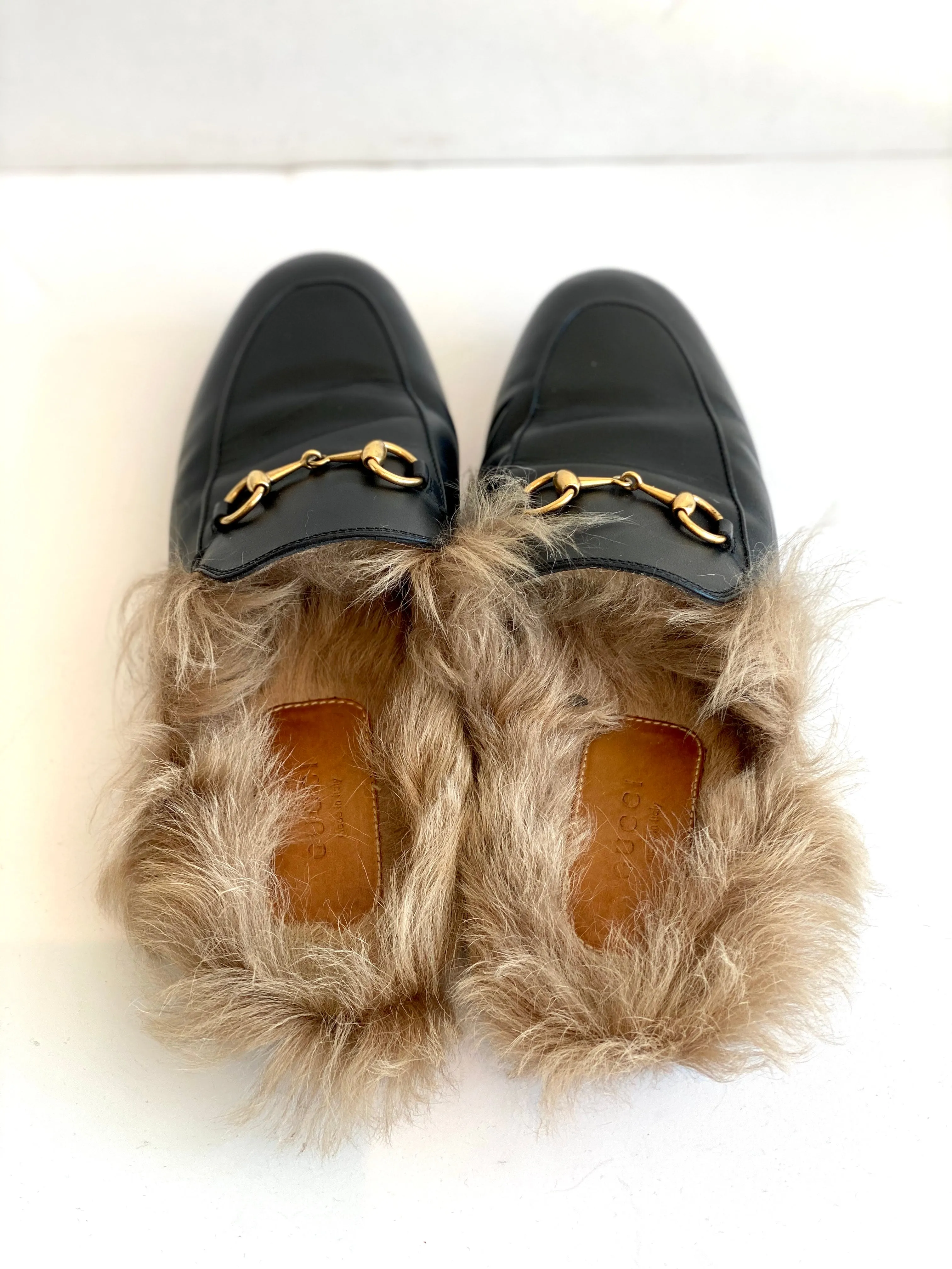 Gucci Fur Horsebit Mules