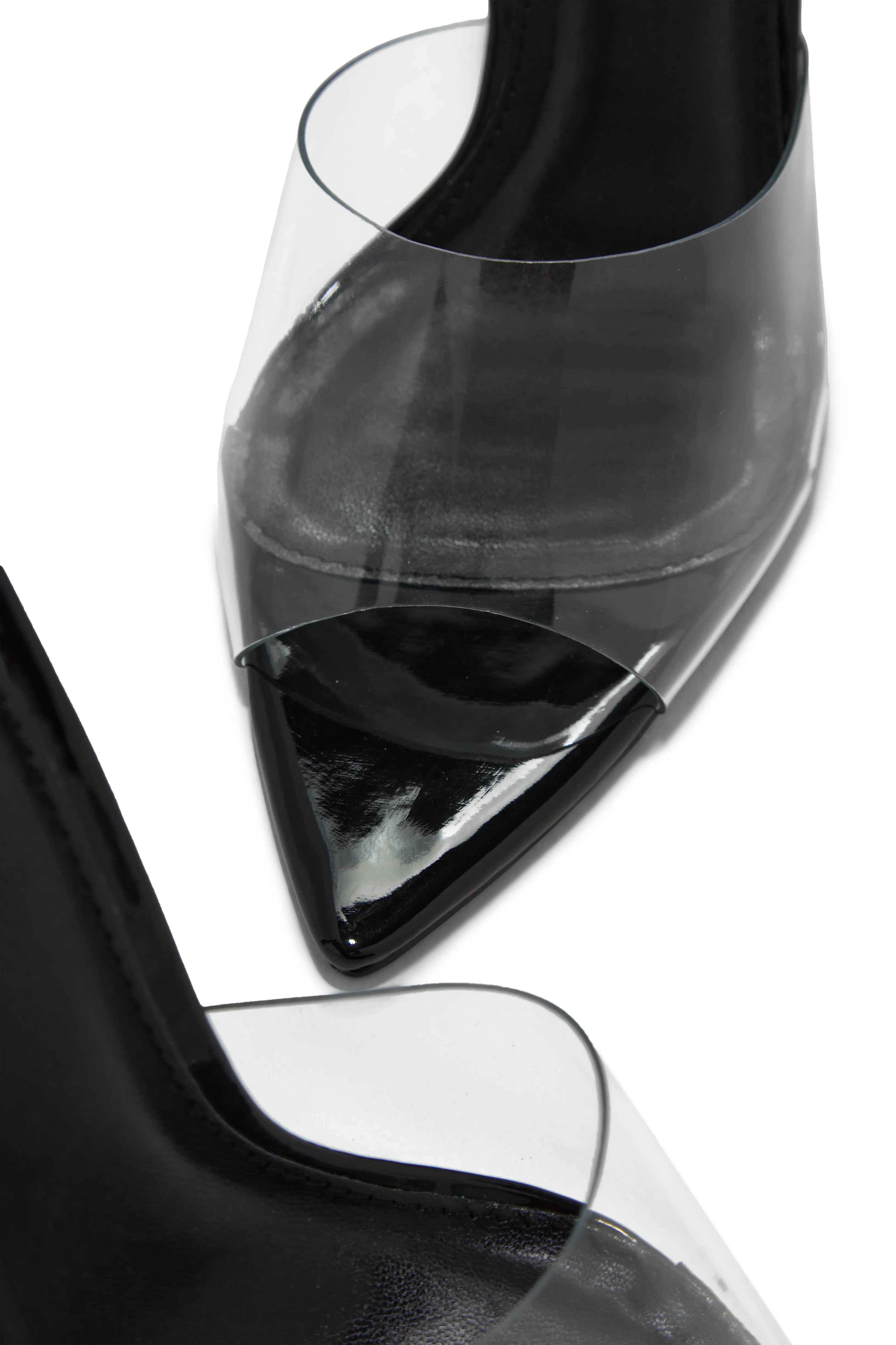 Ionic Clear Strap High Heel Mules - Black