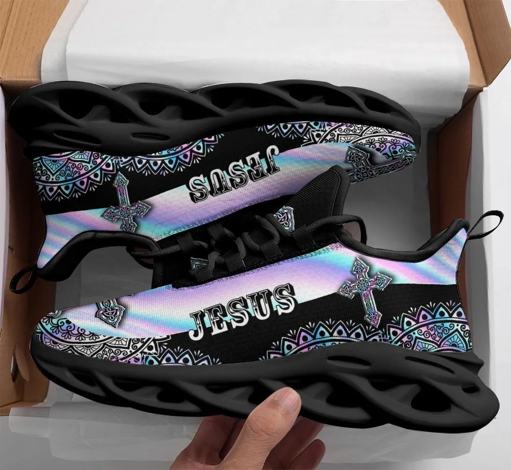 Jesus Mandala Running Sneakers Max Soul Shoes - Christian Shoes For Men And Women