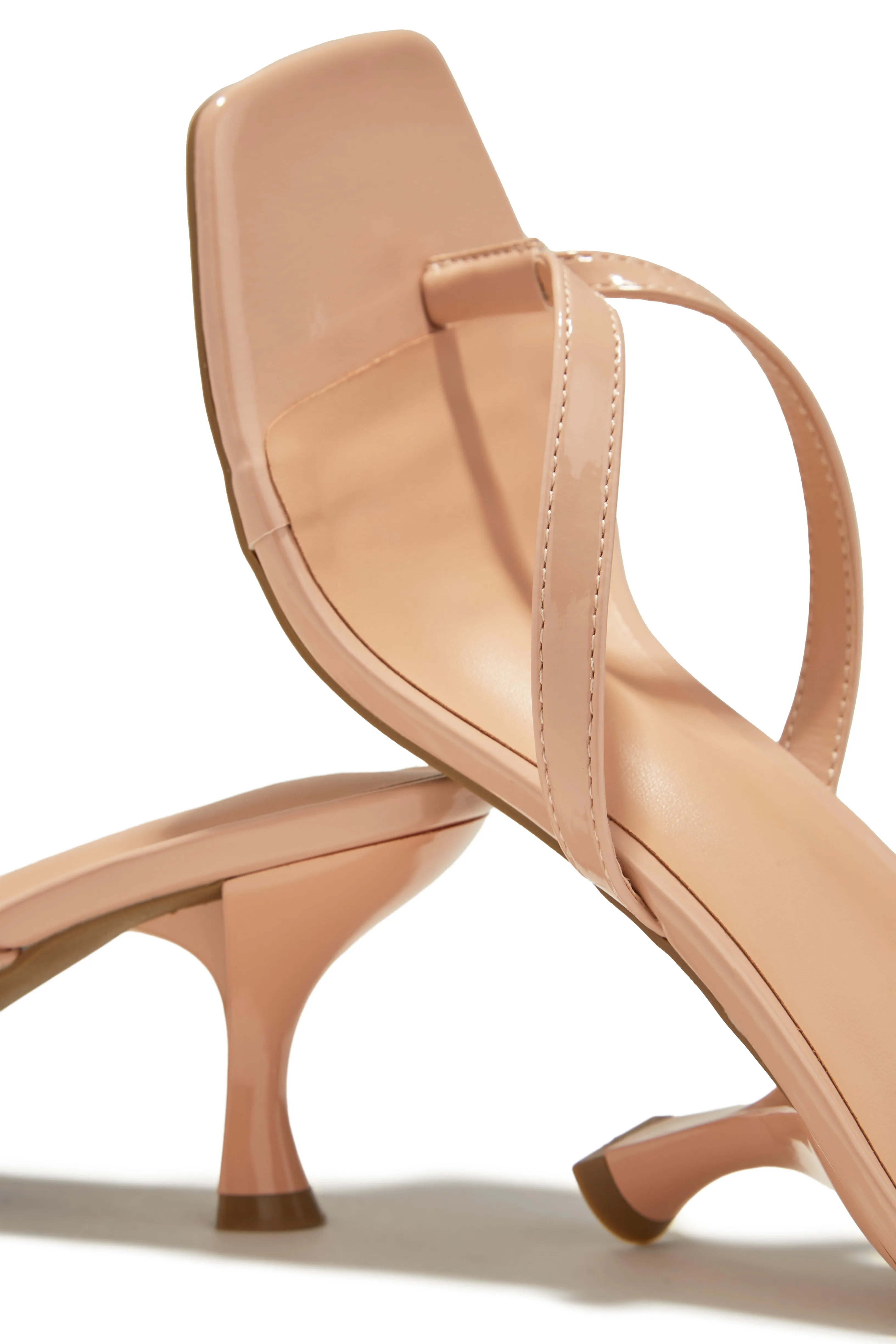 Karley Mid Heel Mules - Patent Nude