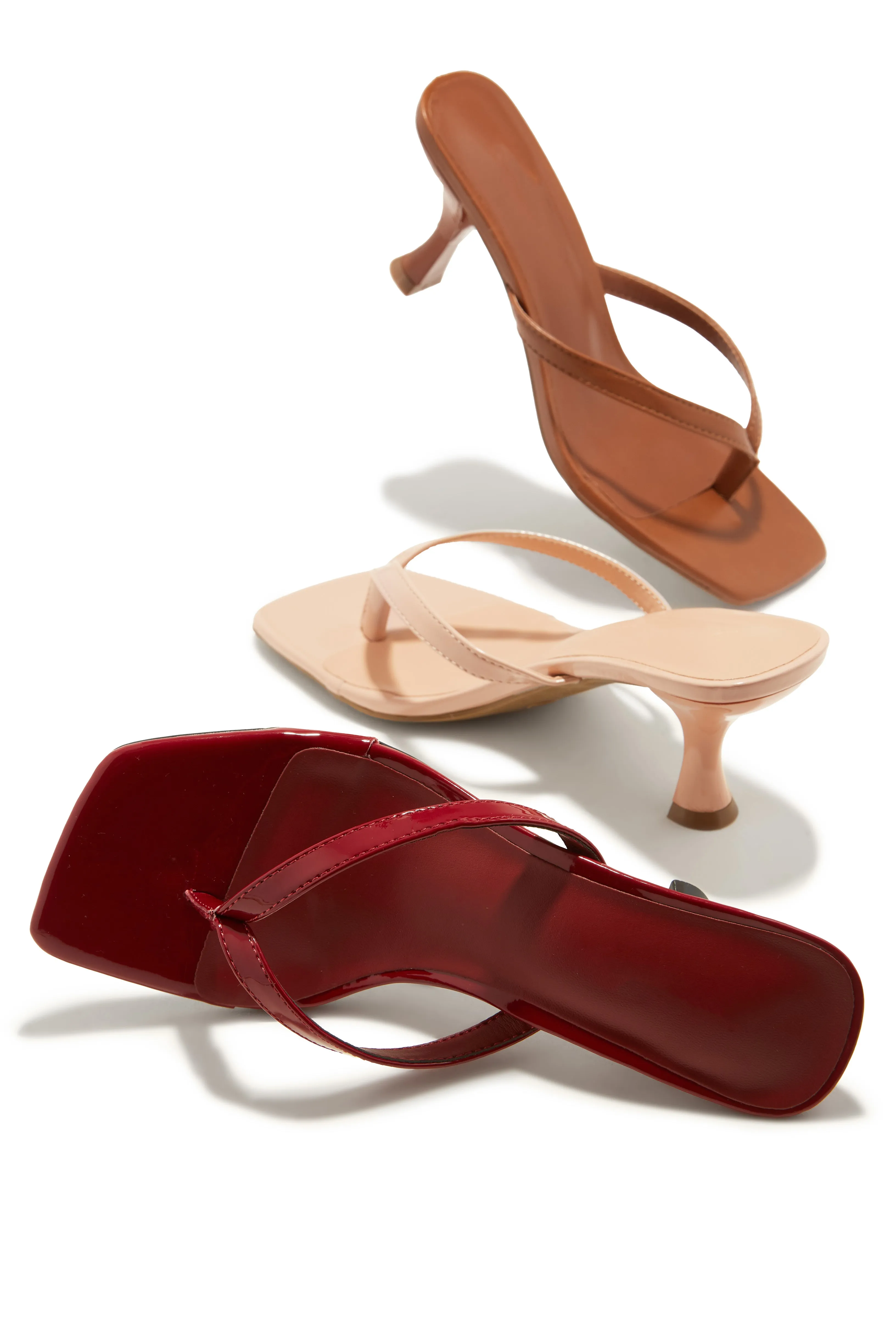 Karley Mid Heel Mules - Patent Nude