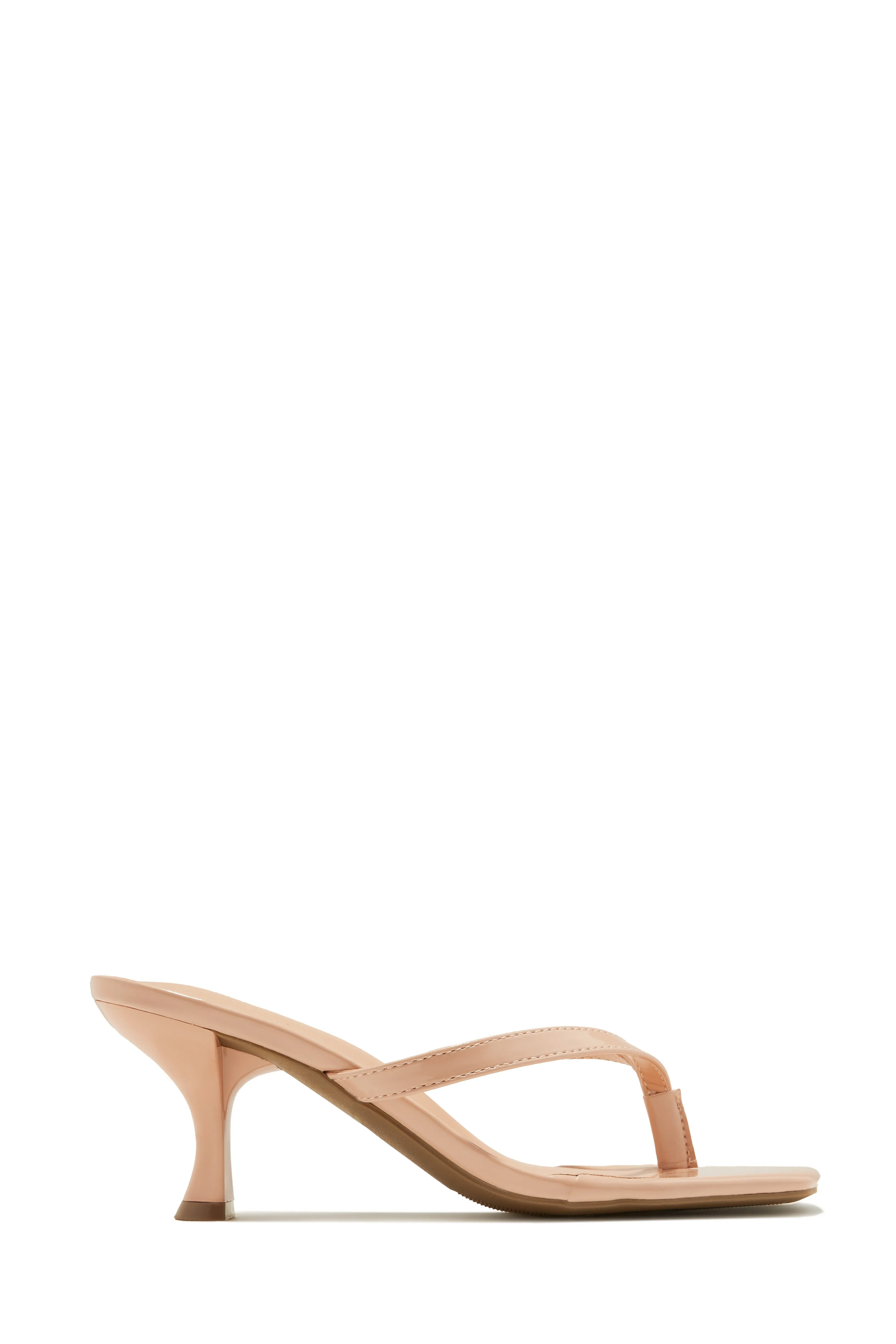 Karley Mid Heel Mules - Patent Nude