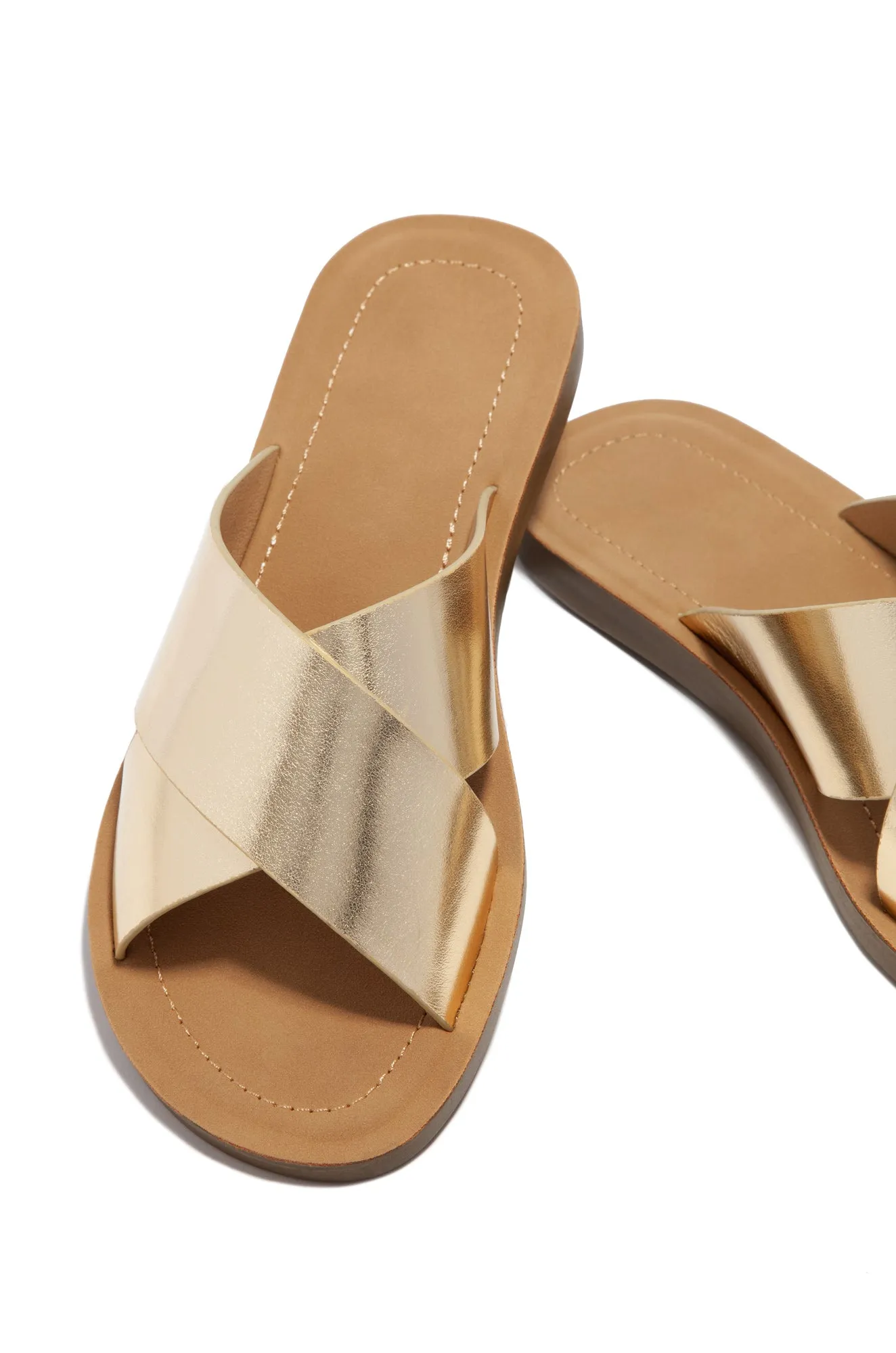 La Palma Slip On Flat Sandals - Gold