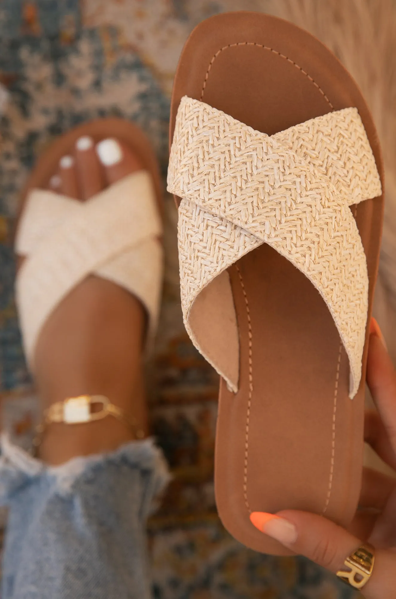 La Palma Slip On Flat Sandals - Gold