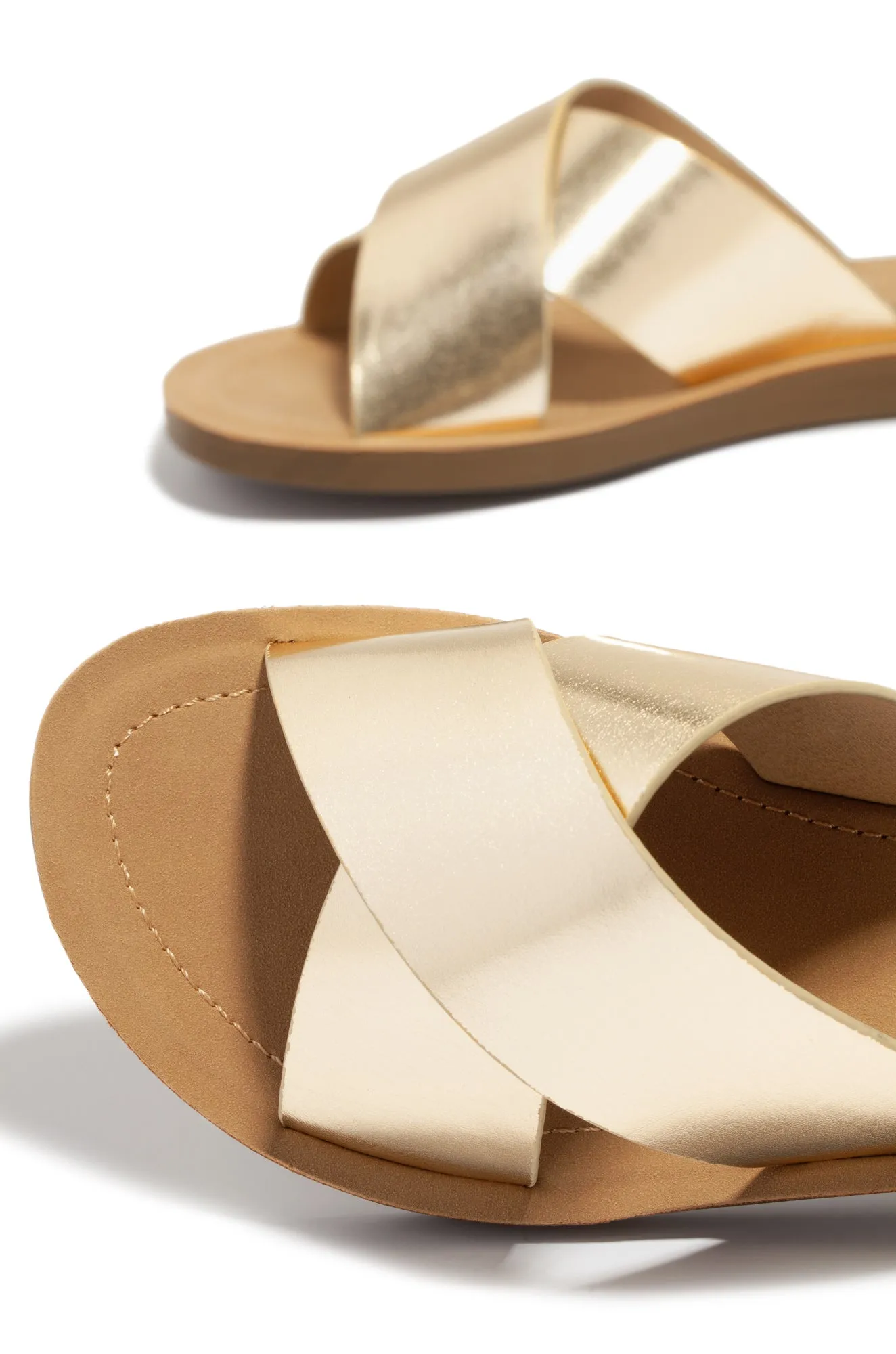 La Palma Slip On Flat Sandals - Gold