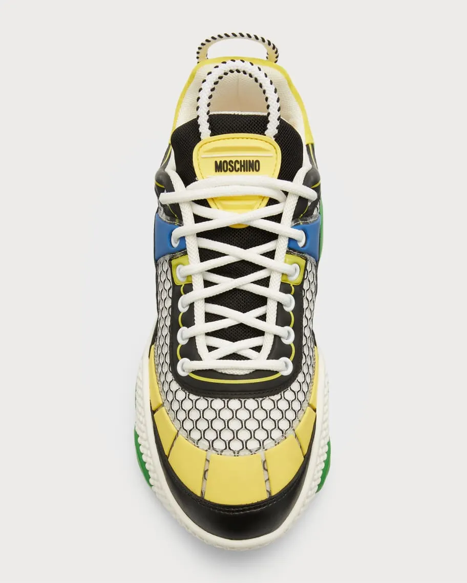 Men's Fashion Multicolor Mesh Bubble Teddy Moschino Sneakers
