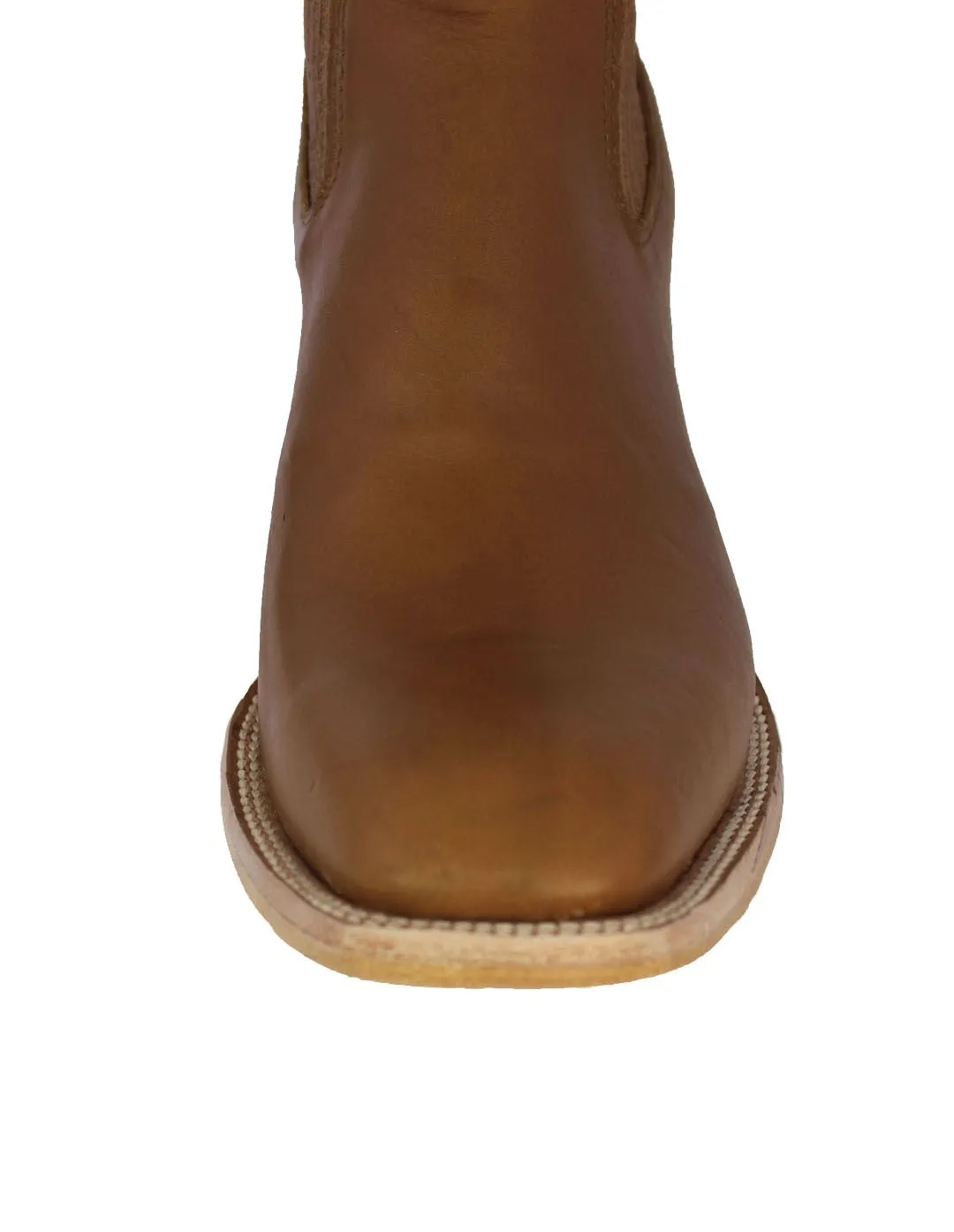 Mens Honey Brown Chelsea Boots Solid Leather - Square Toe