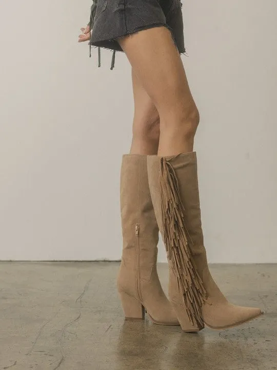 OASIS SOCIETY Elevate your Style Knee-High Fringe Boots