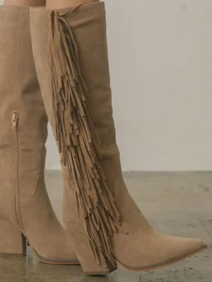 OASIS SOCIETY Elevate your Style Knee-High Fringe Boots