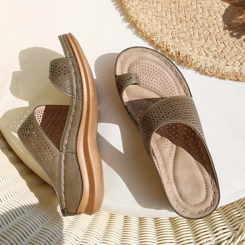 OCW Orthopedic Sandals For Women Breathable Hollow Elastic Trendy Flat Sandals