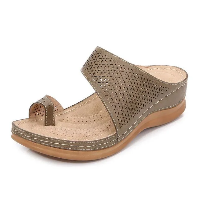 OCW Orthopedic Sandals For Women Breathable Hollow Elastic Trendy Flat Sandals