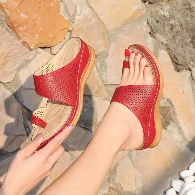 OCW Orthopedic Sandals For Women Breathable Hollow Elastic Trendy Flat Sandals