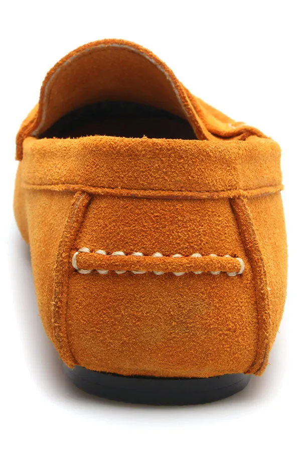 Penny Leather Loafer Suede Yellow Mustard