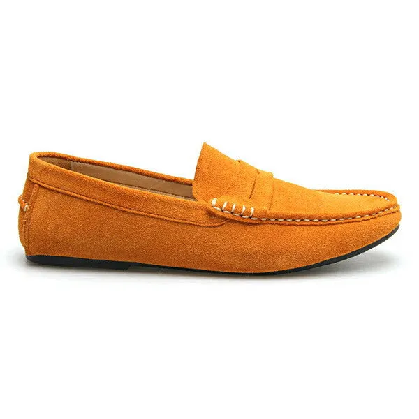 Penny Leather Loafer Suede Yellow Mustard
