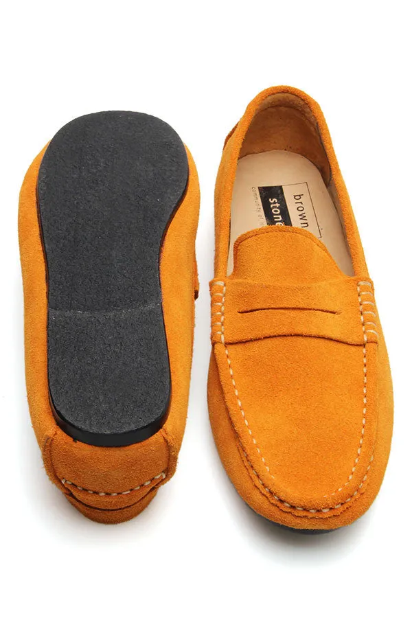 Penny Leather Loafer Suede Yellow Mustard
